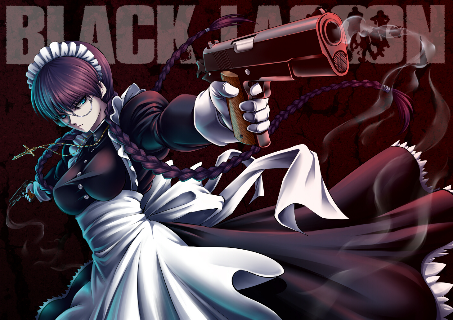 black_lagoon, gun, hijikawa_arashi, maid, roberta, weapon