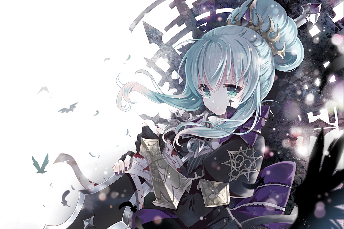animal, aqua_eyes, aqua_hair, armor, bird, bow, dress, gloves