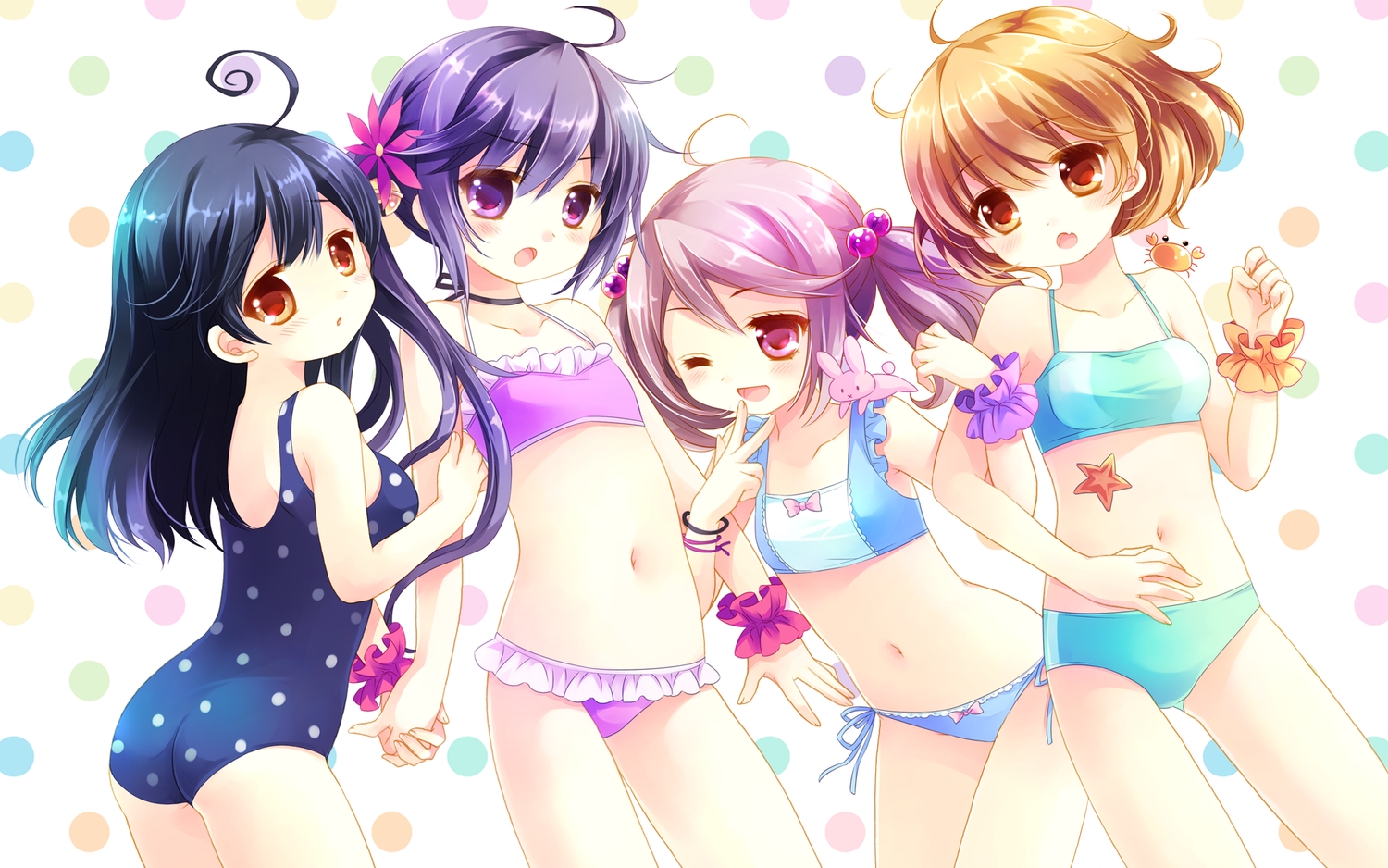 akebono_(kancolle), anthropomorphism, bikini, group, kantai_collection, loli, oboro_(kancolle), sakurazawa_izumi