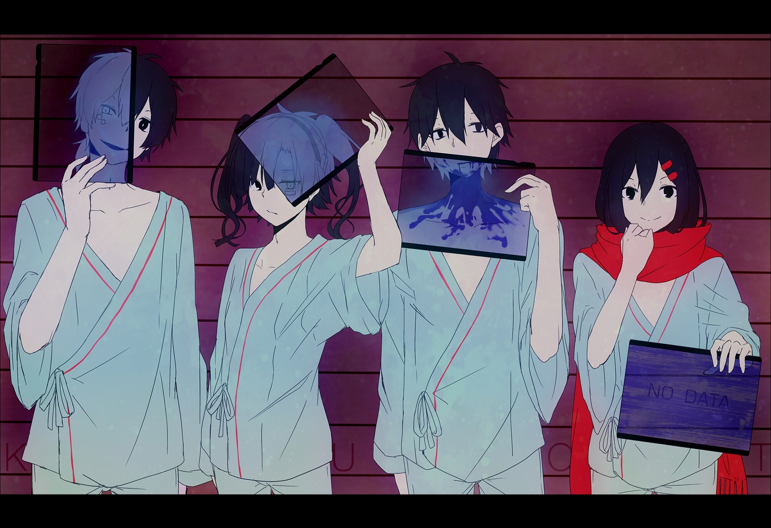 ene_(kagerou_project), enomoto_takane, kagerou_project, kisaragi_shintaro, kokonose_haruka, konoha_(kagerou_project), tateyama_ayano, yodare_(3yami8)