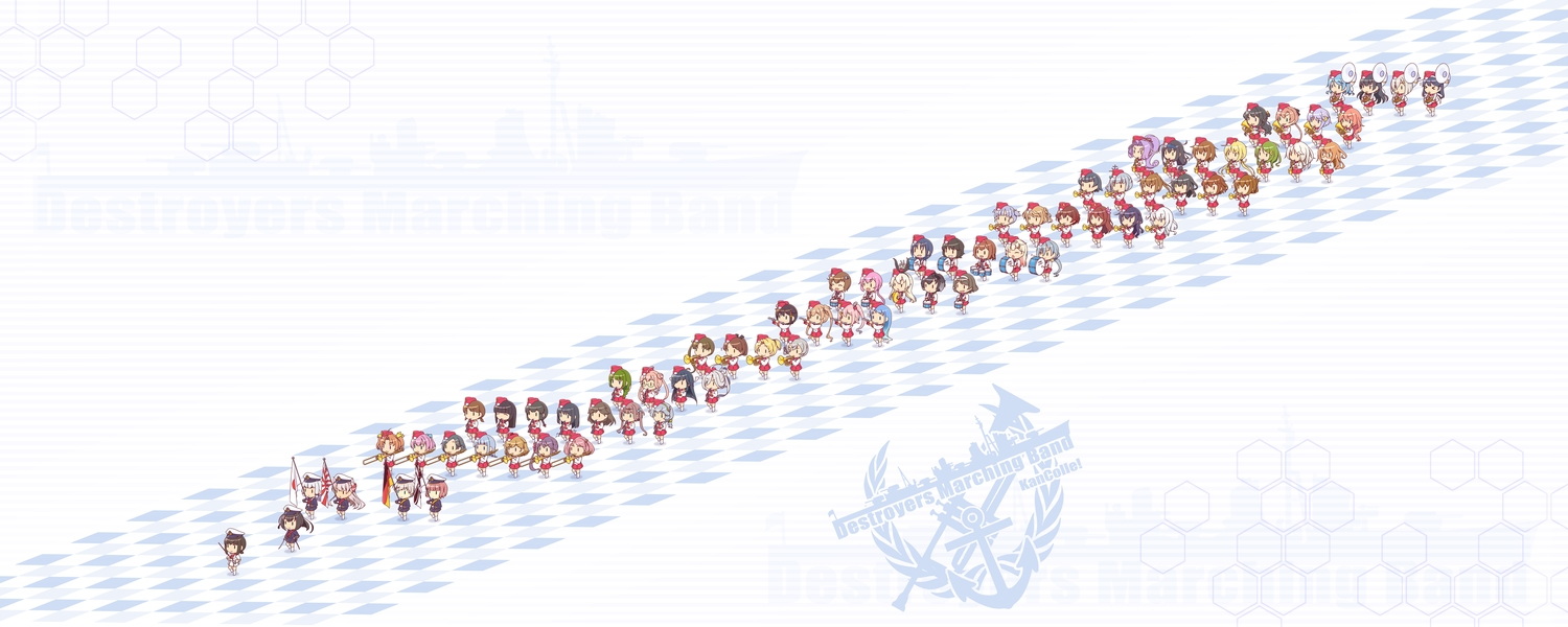 akatsuki_(kancolle), akebono_(kancolle), akigumo_(kancolle), akizuki_(kancolle), amatsukaze_(kancolle), anthropomorphism, arare_(kancolle), arashio_(kancolle), asagumo_(kancolle), asashimo_(kancolle), asashio_(kancolle), ayanami_(kancolle), chibi, drums, fubuki_(kancolle), fumizuki_(kancolle), group, hamakaze_(kancolle), harusame_(kancolle), hat, hatsuharu_(kancolle), hatsukaze_(kancolle), hatsushimo_(kancolle), hatsuyuki_(kancolle), hayashimo_(kancolle), hibiki_(kancolle), ikazuchi_(kancolle), inazuma_(kancolle), instrument, isokaze_(kancolle), isonami_(kancolle), kagerou_(kancolle), kantai_collection, kasumi_(kancolle), kisaragi_(kancolle), kiyoshimo_(kancolle), kuroshio_(kancolle), maikaze_(kancolle), makigumo_(kancolle), michishio_(kancolle), mikazuki_(kancolle), miyuki_(kancolle), mochizuki_(kancolle), mumyoudou, murakumo_(kancolle), murasame_(kancolle), mutsuki_(kancolle), naganami_(kancolle), nagatsuki_(kancolle), nenohi_(kancolle), nowaki_(kancolle), oboro_(kancolle), ooshio_(kancolle), samidare_(kancolle), satsuki_(kancolle), sazanami_(kancolle), shigure_(kancolle), shikinami_(kancolle), shimakaze_(kancolle), shiranui_(kancolle), shiratsuyu_(kancolle), shirayuki_(kancolle), suzukaze_(kancolle), tagme, tanikaze_(kancolle), tokitsukaze_(kancolle), uniform, urakaze_(kancolle), ushio_(kancolle), uzuki_(kancolle), wakaba_(kancolle), white, yamagumo_(kancolle), yayoi_(kancolle), yukikaze_(kancolle), yuudachi_(kancolle), yuugumo_(kancolle), z1_leberecht_maass_(kancolle), z3_max_schultz_(kancolle)