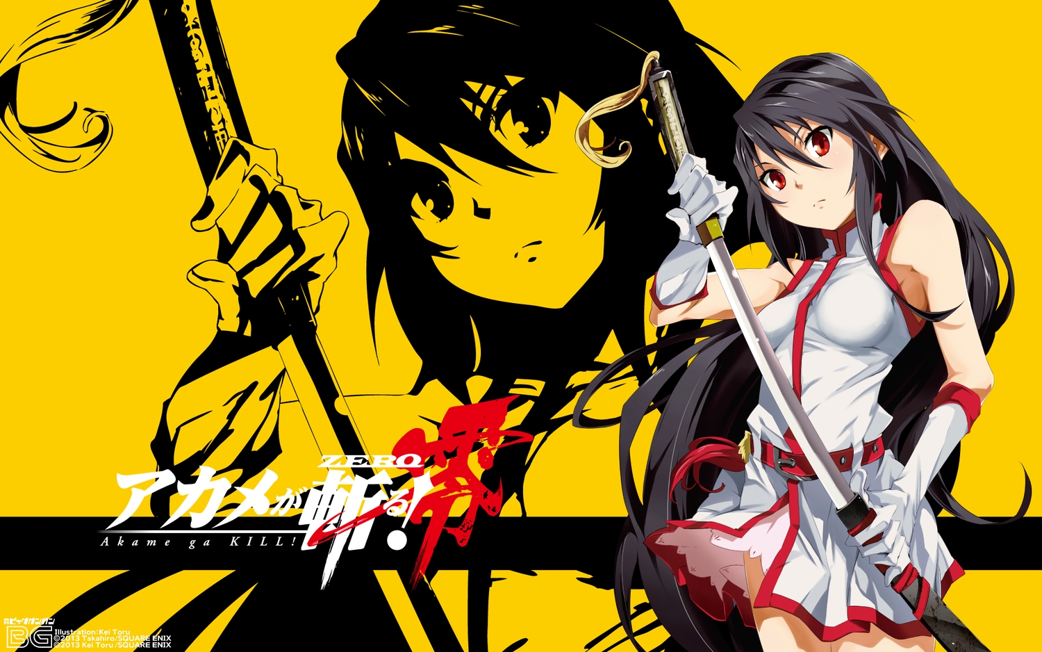 akame, akame_ga_kill!, akame_ga_kill!_zero, black_hair, dress, gloves, kei_toru, long_hair