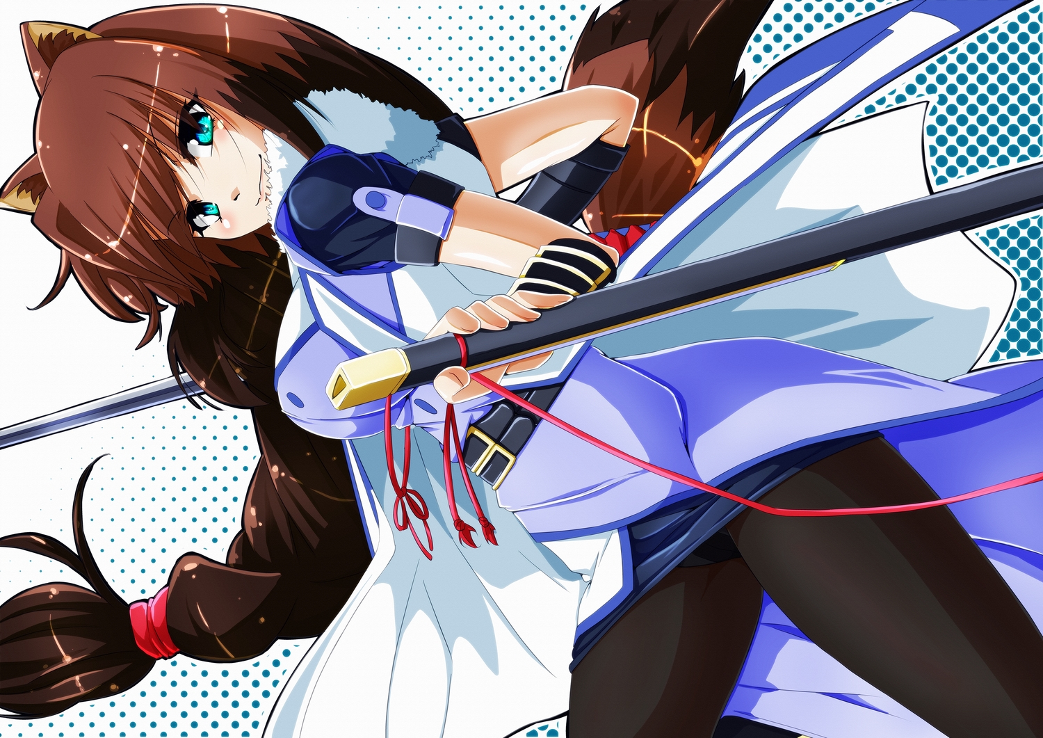 animal_ears, aqua_eyes, brioche_d'arquien, brown_hair, dog_days, doggirl, esperanza_(wp), long_hair