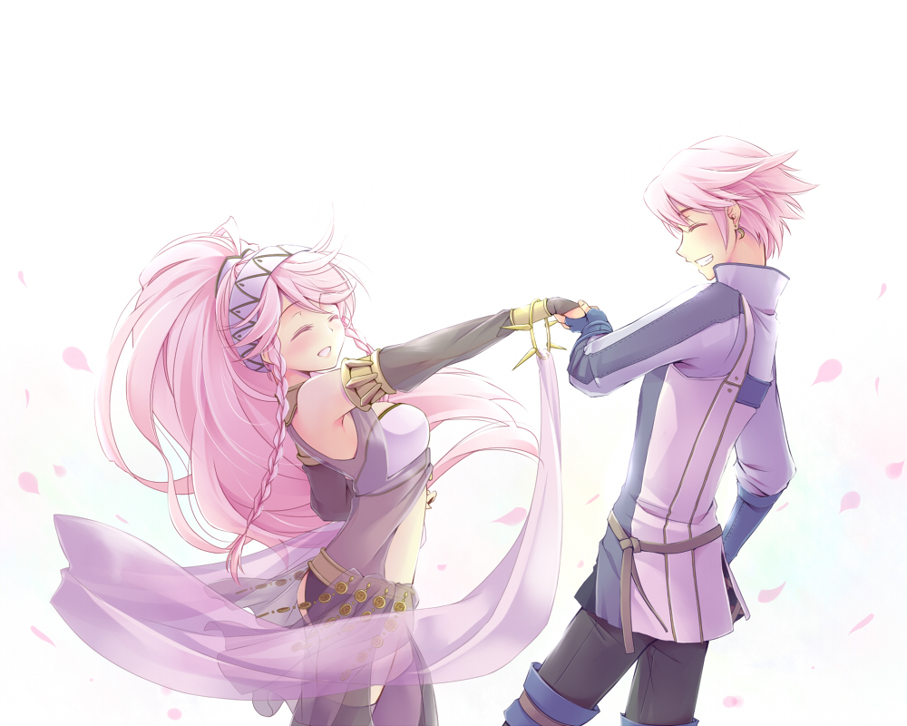 azur_(fire_emblem), boots, braids, fire_emblem, headdress, long_hair, male, olivia_(fire_emblem), pink_hair, ponytail, takana_(srplus)