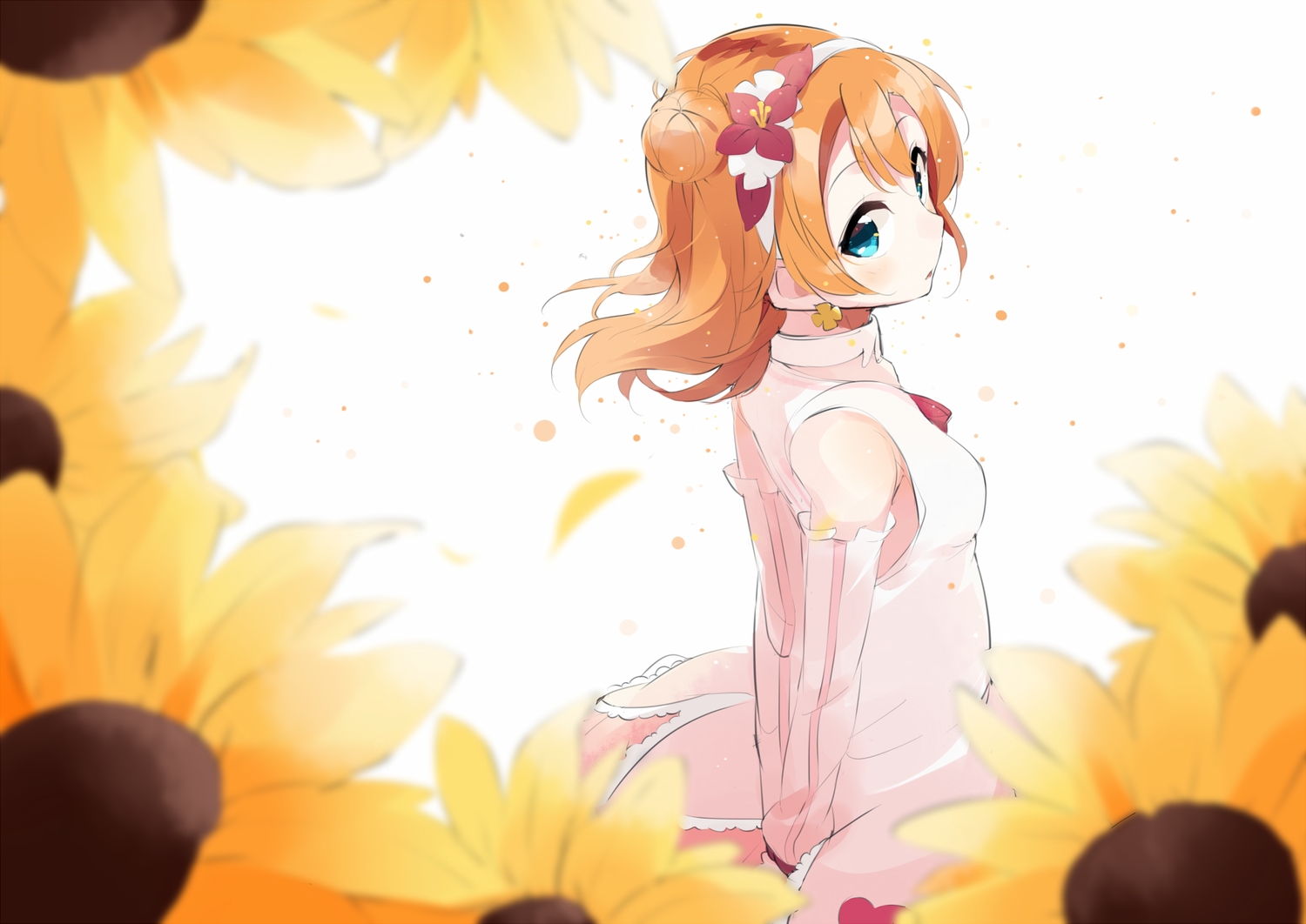 blue_eyes, choker, flowers, headband, kousaka_honoka, love_live!_school_idol_project, orange_hair, totoki86