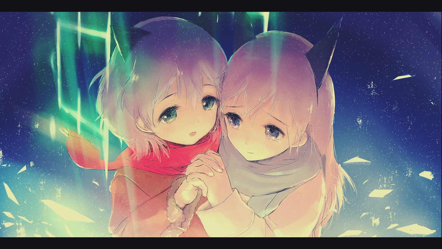 2girls, eila_ilmatar_juutilainen, long_hair, sanya_v_litvyak, scarf, short_hair, soe, strike_witches