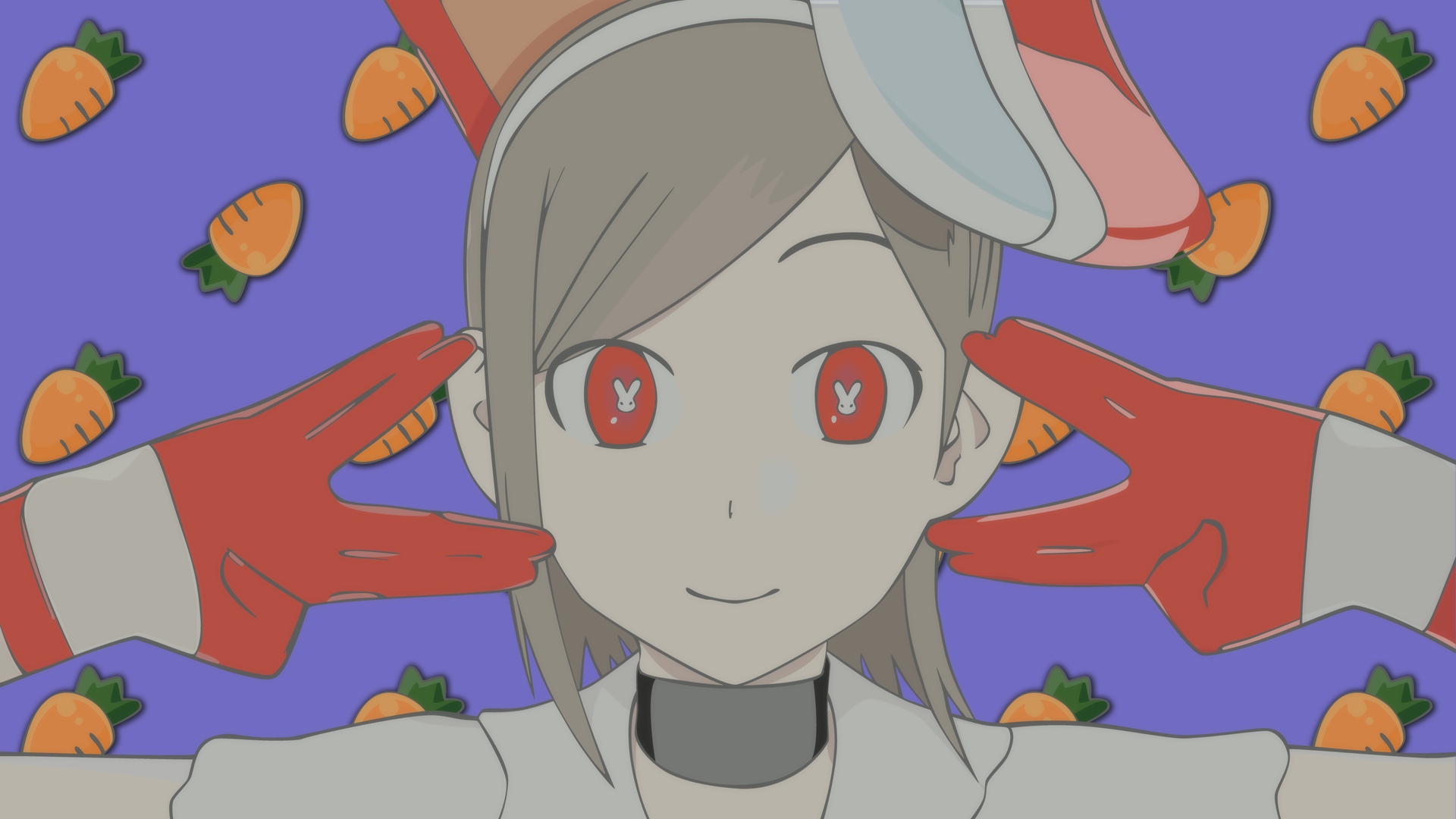 animal_ears, bunny_ears, bunnygirl, close, food, getsumen_to_heiki_mina, red_eyes, tsukuda_mina