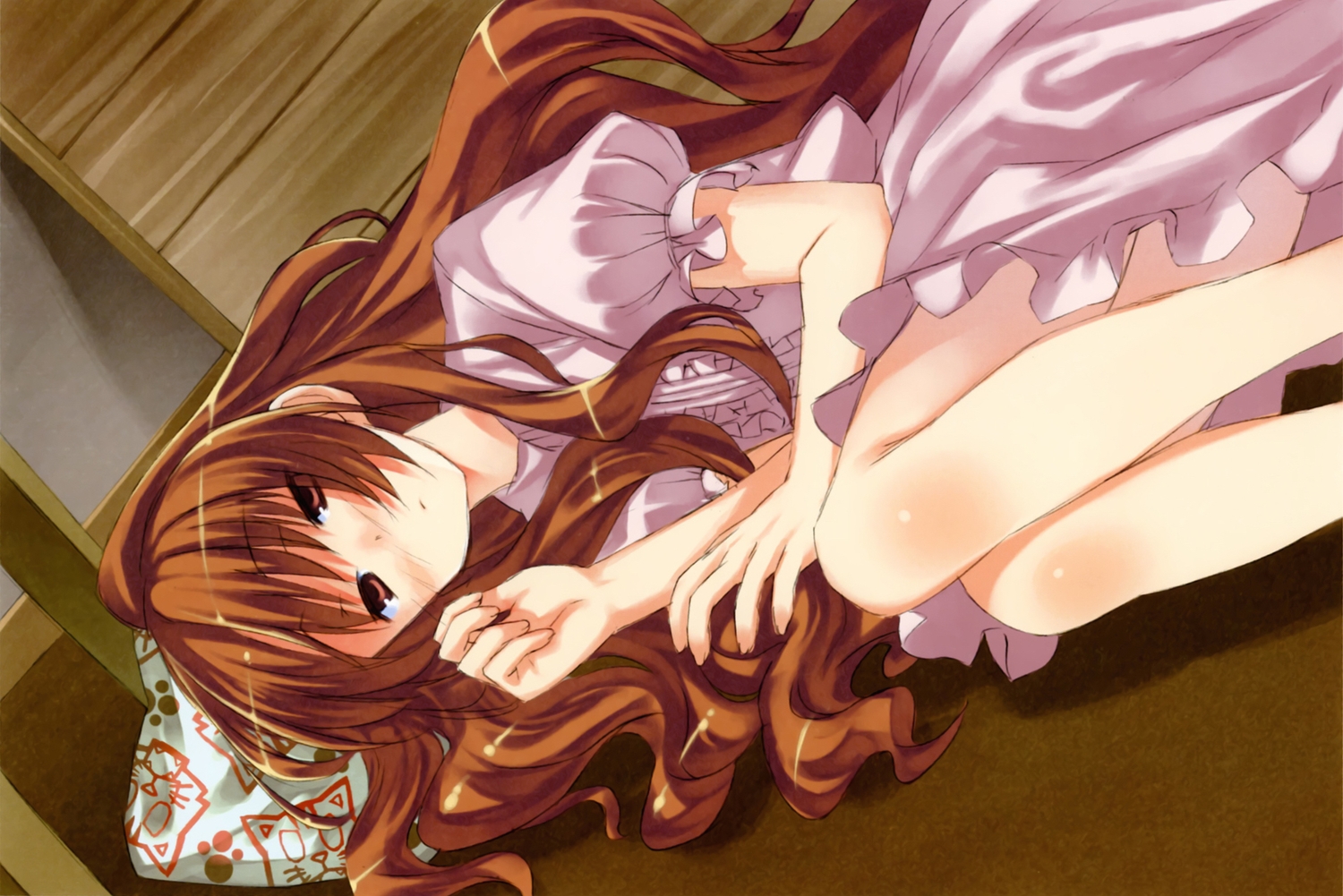 aisaka_taiga, brown_eyes, brown_hair, dress, long_hair, sketch, toradora, yasu
