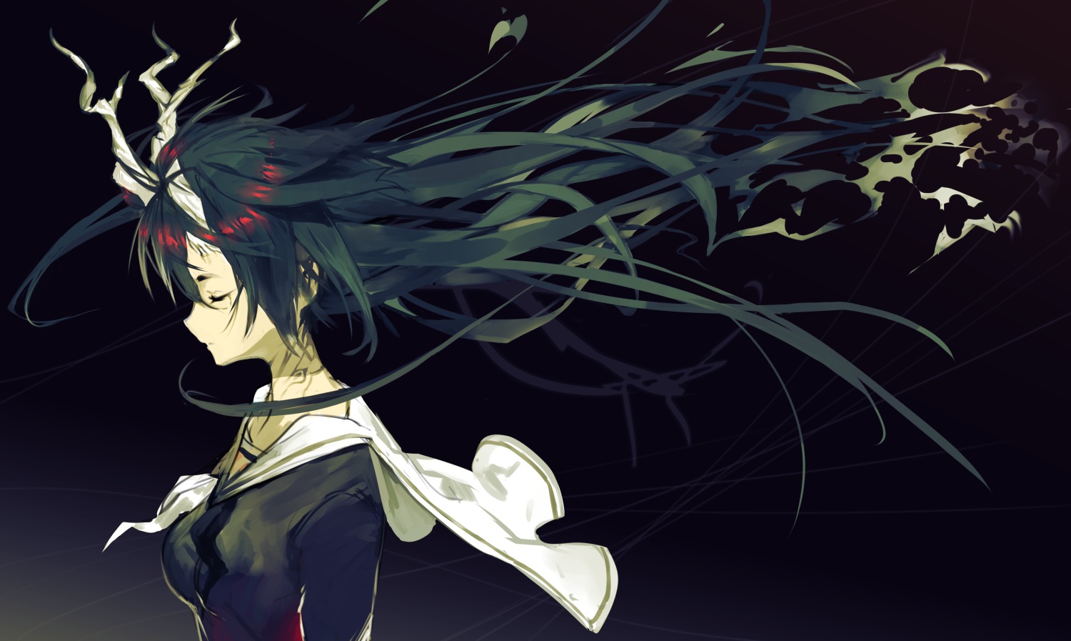 horns, long_hair, original, school_uniform, toridamono