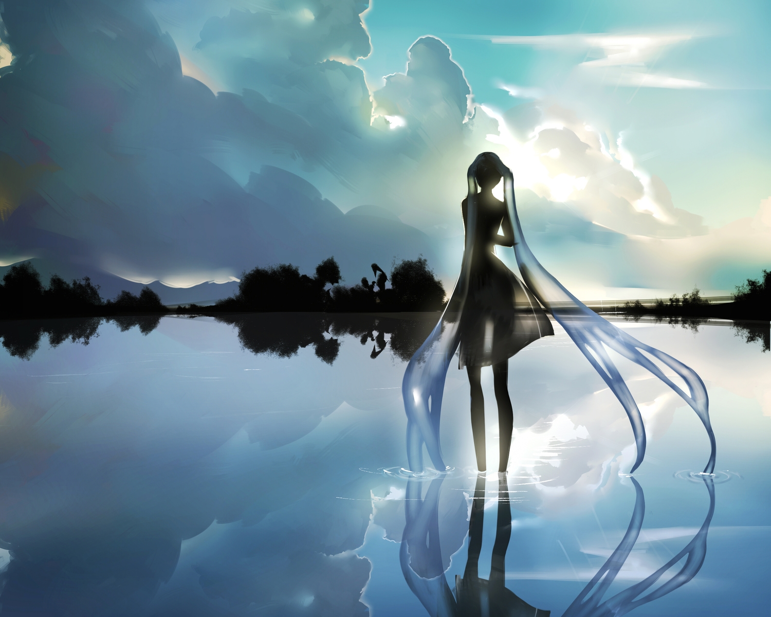 cropped, dress, hatsune_miku, kamachi_kamachi-ko, landscape, scenic, see_through, sky
