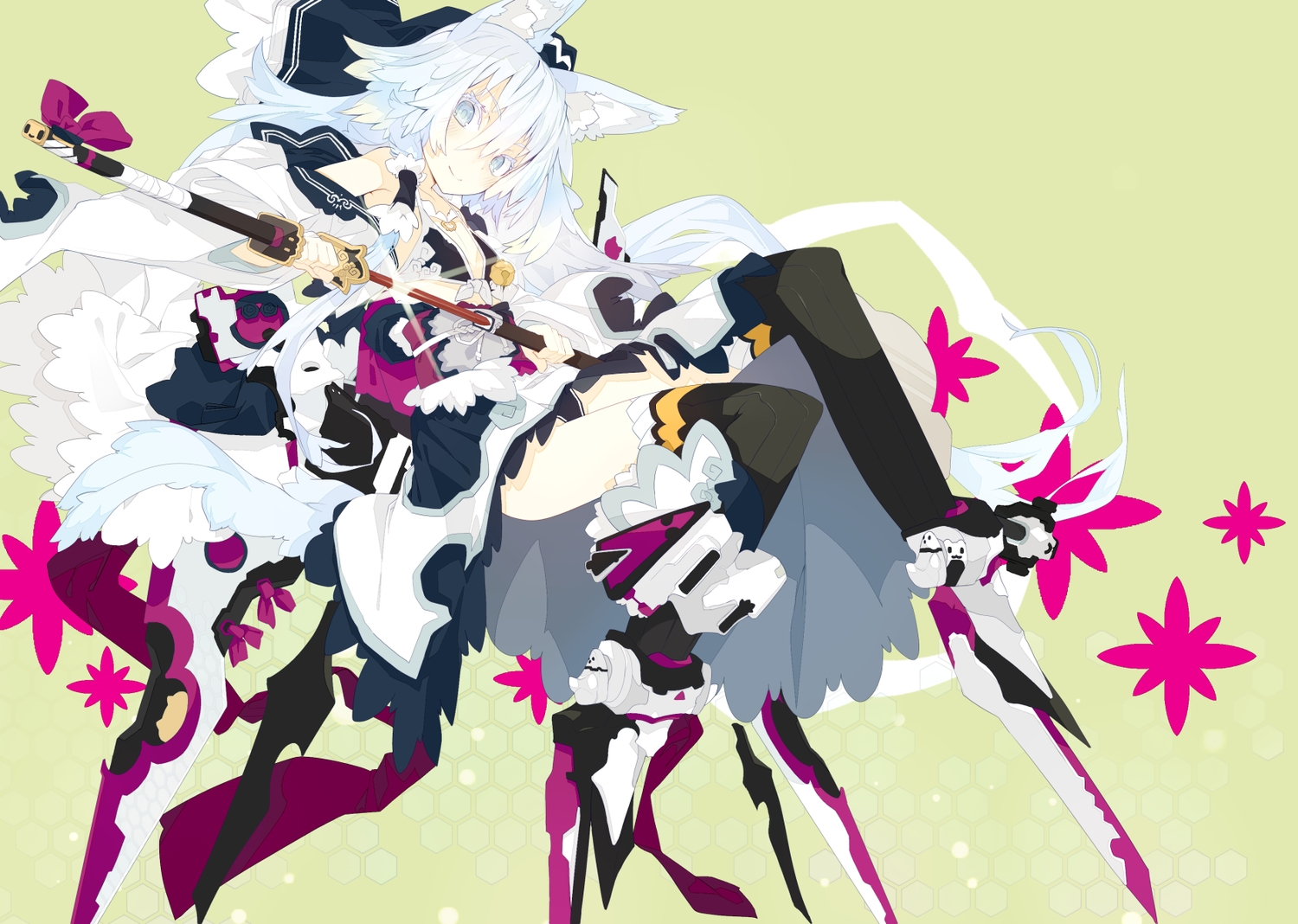 animal_ears, armor, bikini, breasts, cleavage, karei_(hirameme), lolita_fashion, long_hair