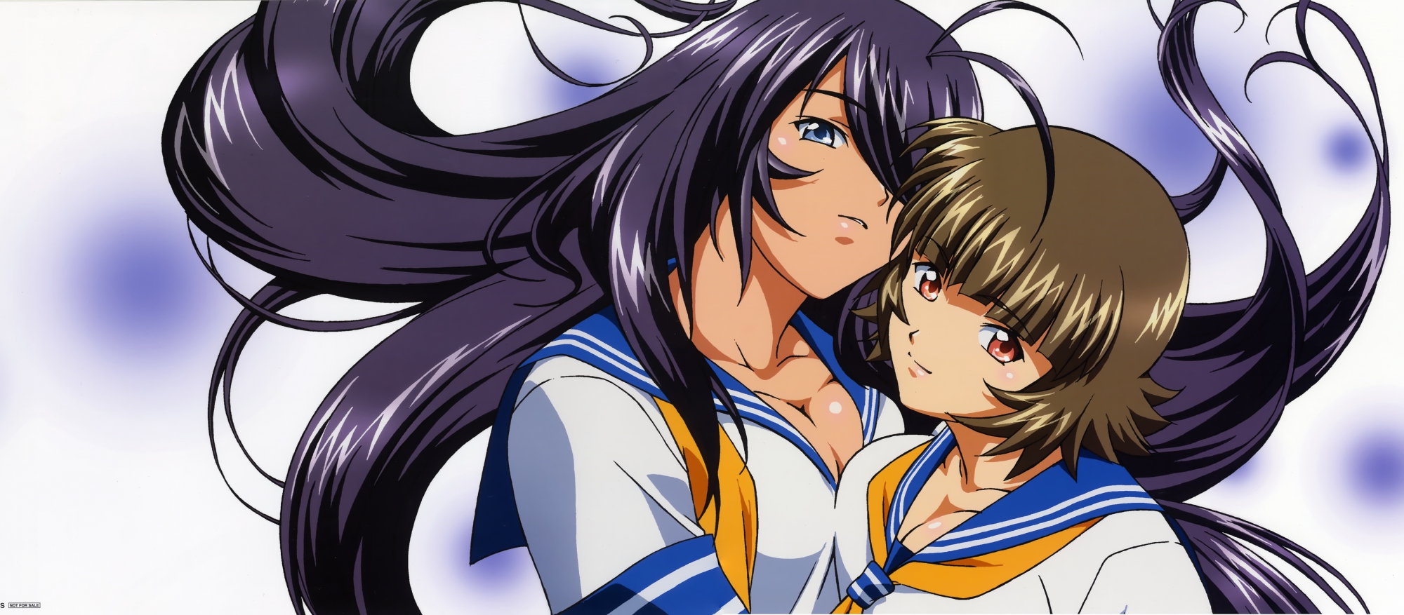 2girls, breasts, chouhi_ekitoku, cleavage, ikkitousen, kanu_unchou, white