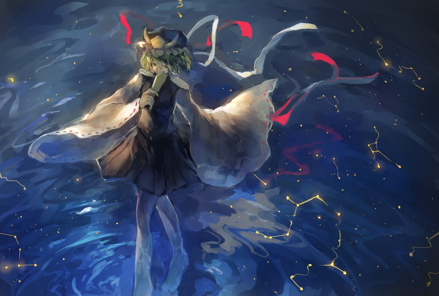 hat, nazoko, shiki_eiki, skirt, touhou, water