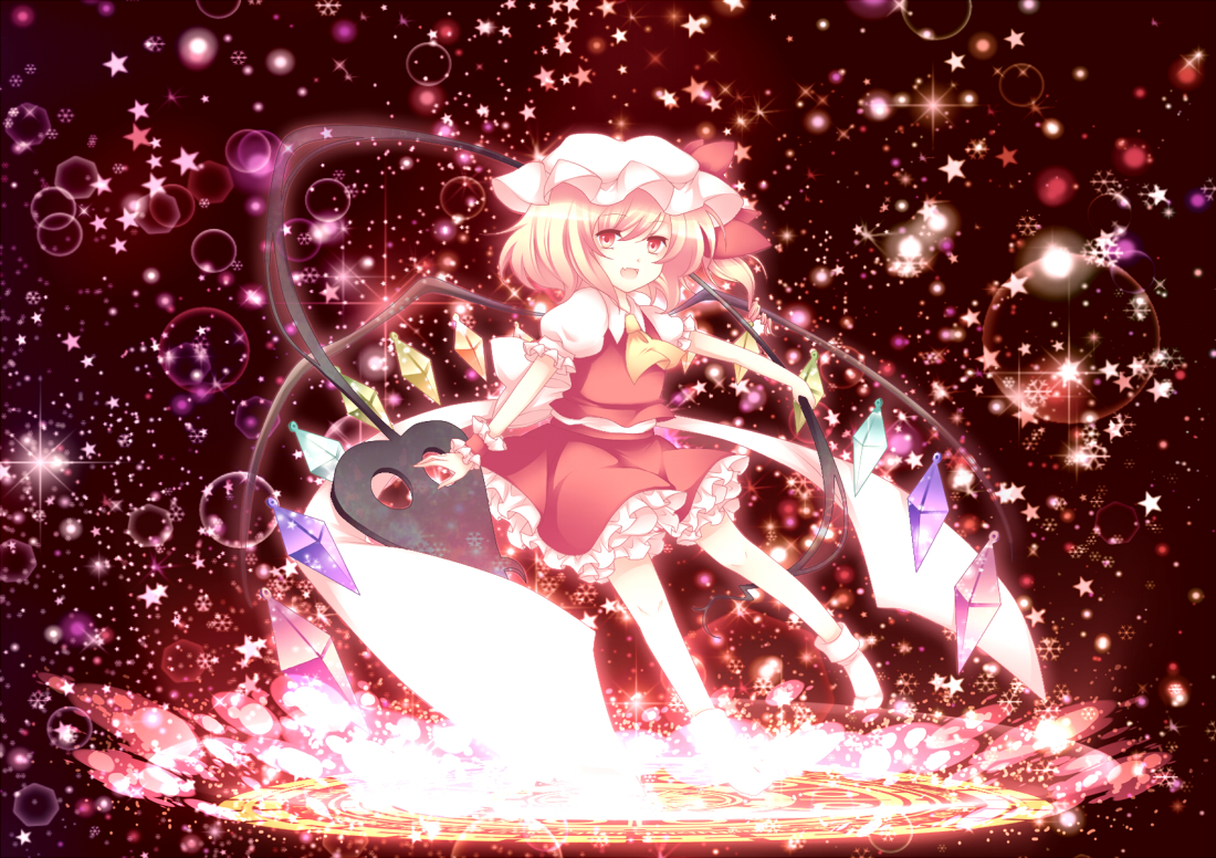 blonde_hair, flandre_scarlet, magic, red_eyes, sanotsuki, short_hair, touhou, vampire