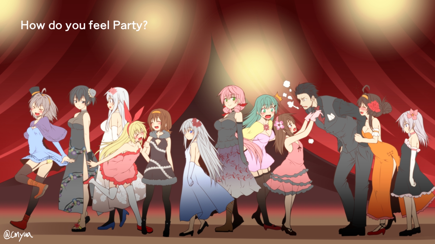 admiral_(kancolle), akashi_(kancolle), anthropomorphism, aoba_(kancolle), black_eyes, black_hair, blonde_hair, blue_eyes, blush, boots, brown_hair, choker, dress, flowers, garter_belt, gloves, gray_hair, green_eyes, green_hair, group, headband, hibiki_(kancolle), inazuma_(kancolle), kaga_(kancolle), kamio_reiji_(yua), kantai_collection, kongou_(kancolle), loli, long_hair, male, panties, pantyhose, pink_hair, shimakaze_(kancolle), shiranui_(kancolle), shiratsuyu_(kancolle), short_hair, shoukaku_(kancolle), signed, smoking, suit, suzuya_(kancolle), thighhighs, tie, underwear, yua_(checkmate)