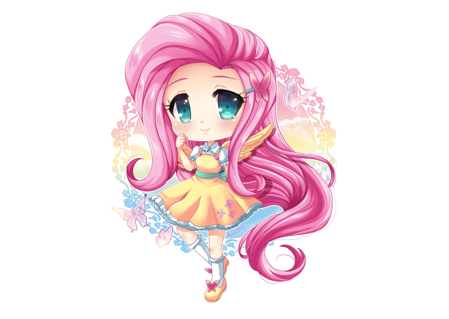 anthropomorphism, chibi, felicia-val, fluttershy, my_little_pony, my_little_pony:_friendship_is_magic