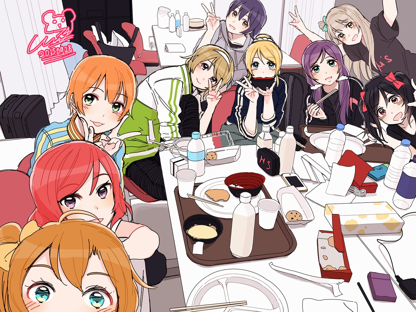 14_(vision5032), ayase_eri, food, group, hoshizora_rin, koizumi_hanayo, kousaka_honoka, love_live!_school_idol_project