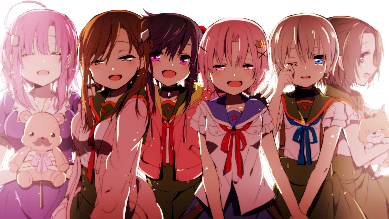 blonde_hair, brown_hair, ebisuzawa_kurumi, gakkou_gurashi!, group, misoan, naoki_miki, necklace