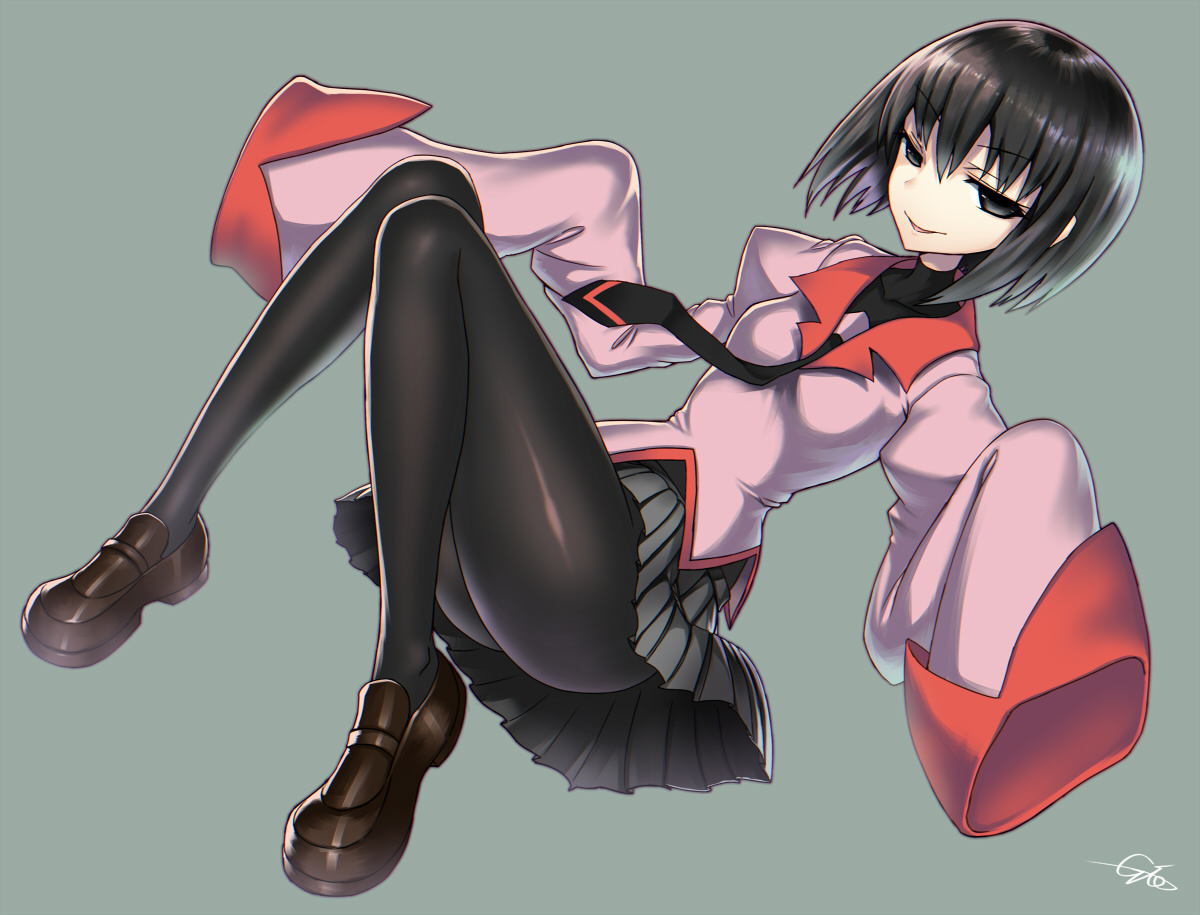 bakemonogatari, black_eyes, black_hair, gia, monogatari_(series), oshino_ougi, pantyhose, school_uniform