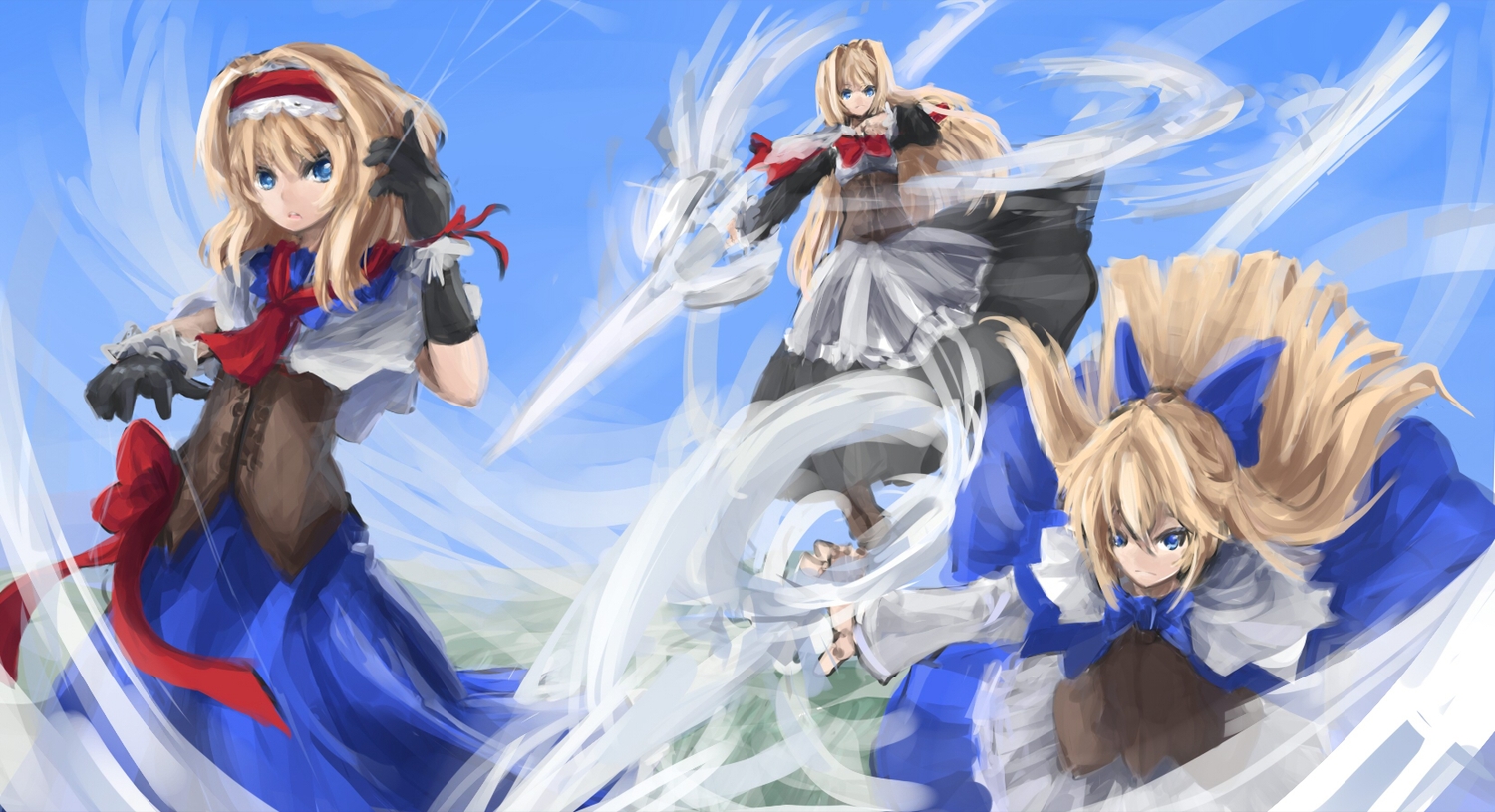 alice_margatroid, arceon, blonde_hair, blue_eyes, mage, sword, touhou, weapon