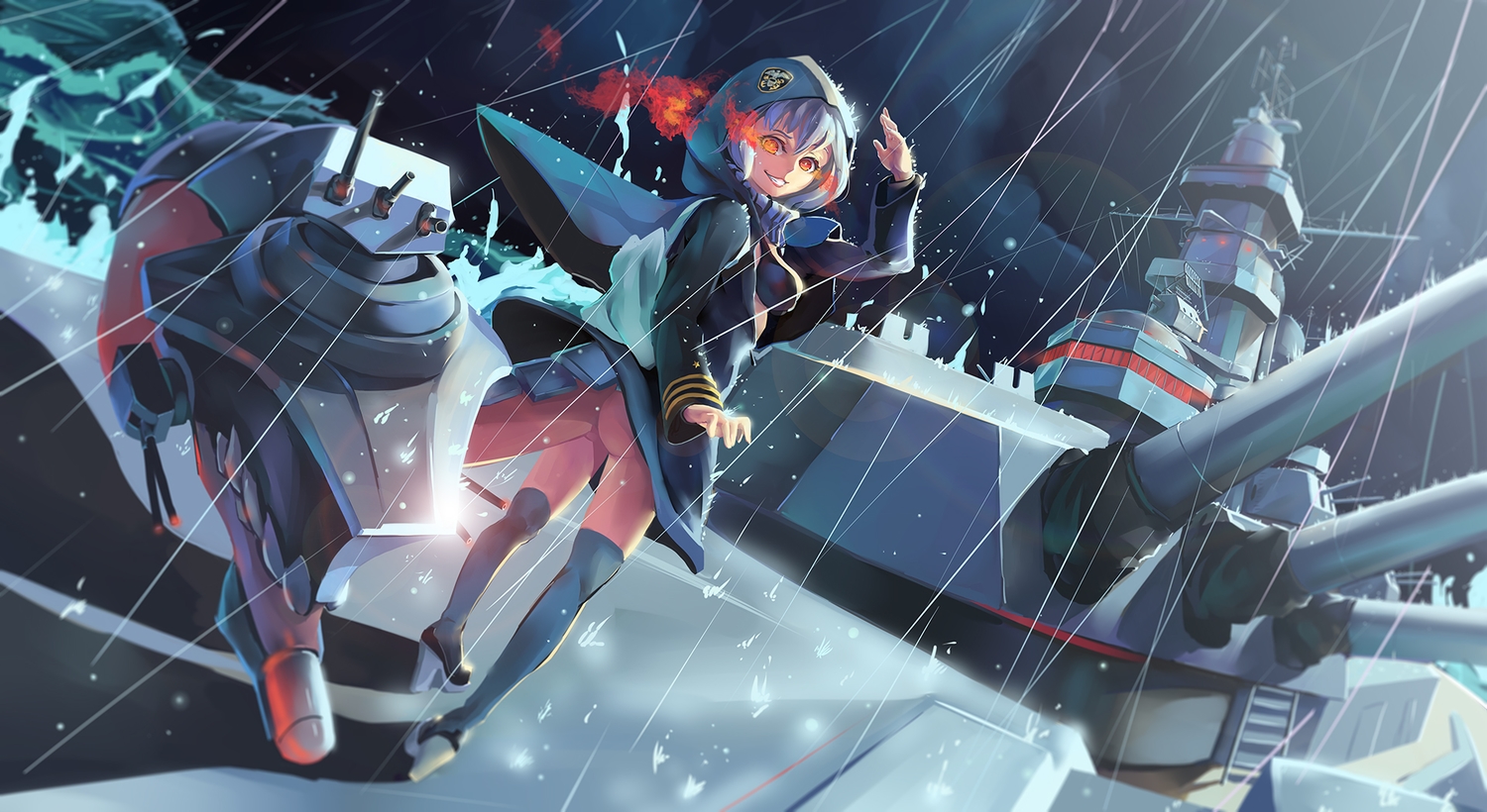 anthropomorphism, ass, kantai_collection, rain, re-class_battleship, sima_naoteng, tail, thighhighs