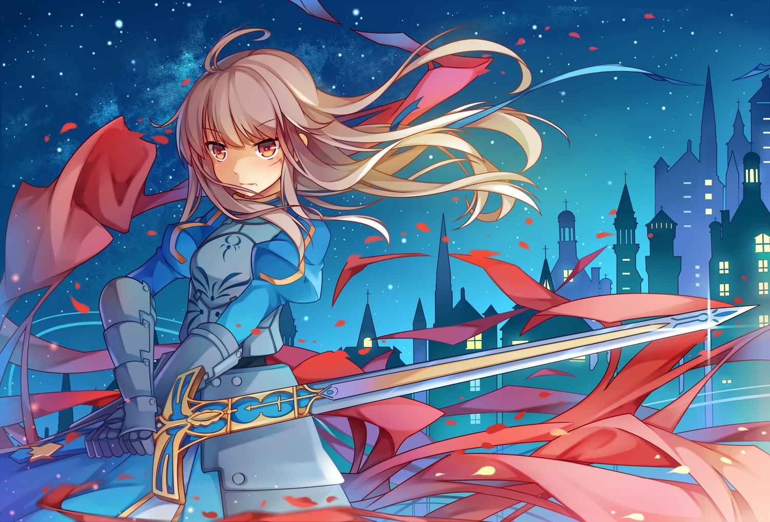 armor, artoria_pendragon_(all), dress, fate_(series), fate/stay_night, fate/zero, koxo-01, long_hair, saber, sword, weapon