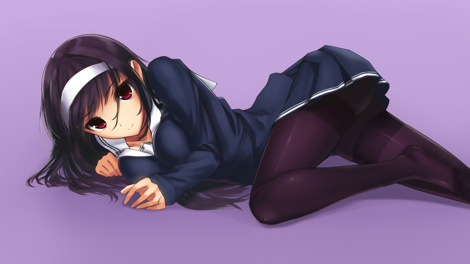 ccjn, headband, kasumigaoka_utaha, pantyhose, purple, red_eyes, saenai_heroine_no_sodatekata, school_uniform, skirt