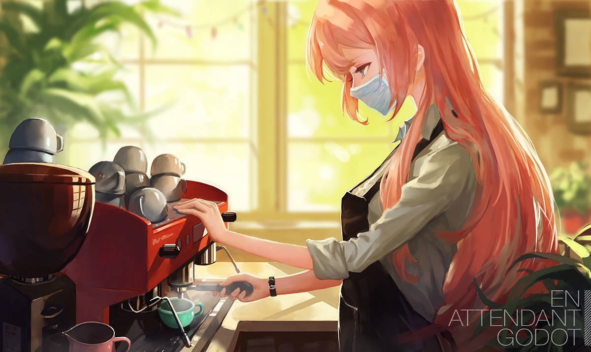 apron, aqua_eyes, drink, edakai, long_hair, megurine_luka, pink_hair, vocaloid, wristwear