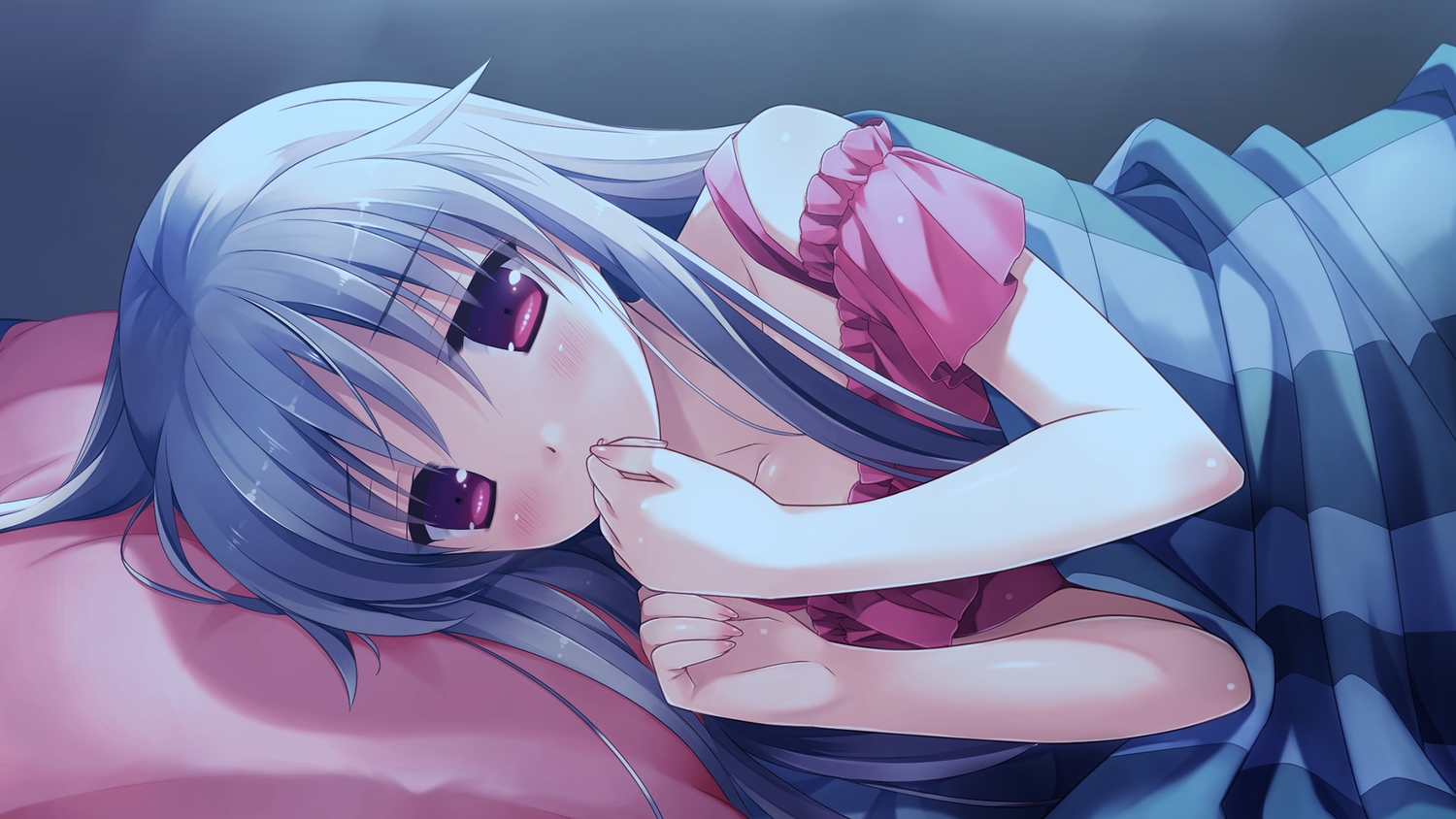 bed, blue_hair, cube, game_cg, kanekiyo_miwa, kurano-kunchi_no_futago_jijou, kurano_tomoka, long_hair