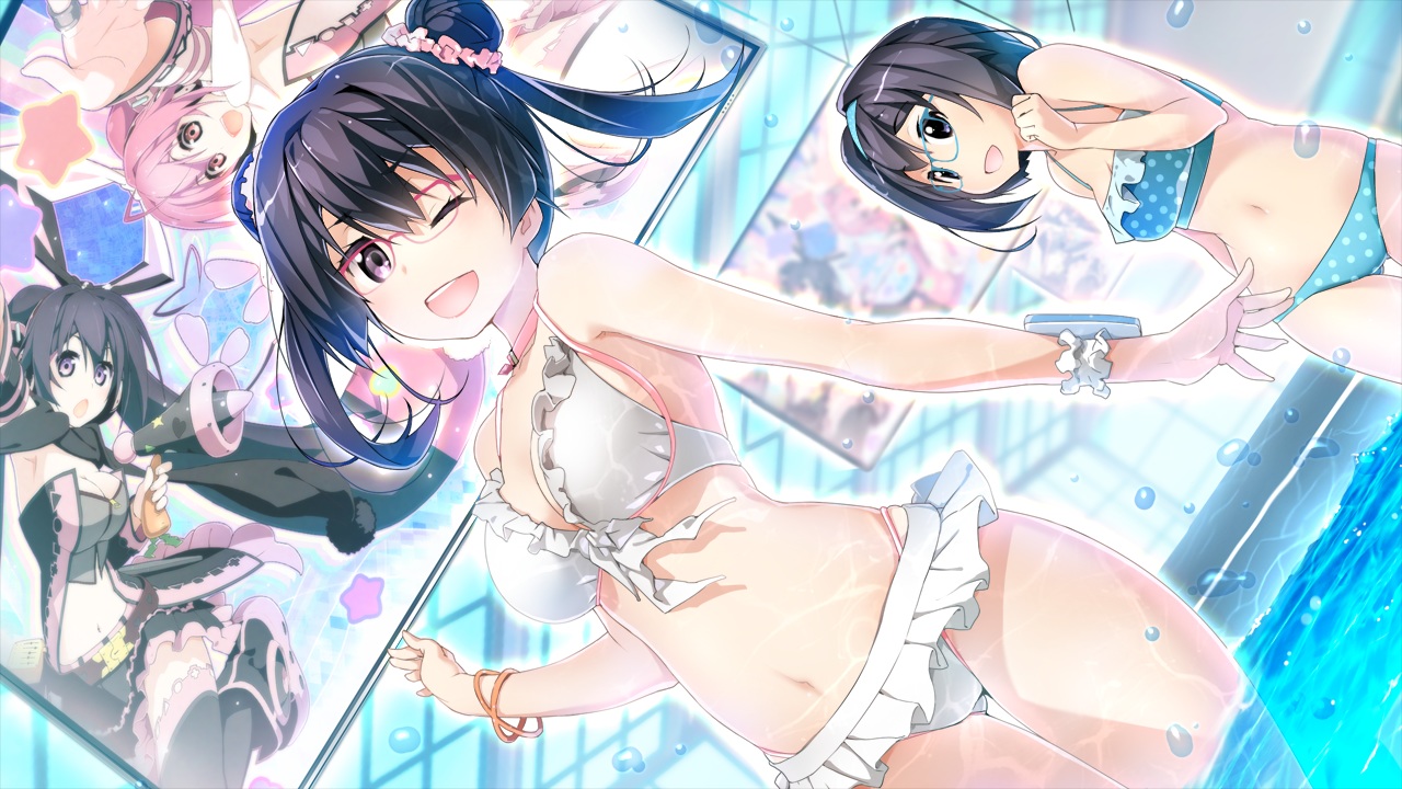 akata_itsuki, game_cg, glasses, kokoro_rista!, nagasawa_seika, nagasawa_yukine, swimsuit, tagme_(character), utaga_kirari