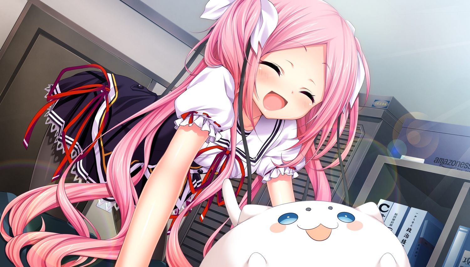 aoki_minami, game_cg, jitaku_studio, kinta, long_hair, naderebo!, pantyhose, pink_hair, school_uniform, tsubasa_moegi