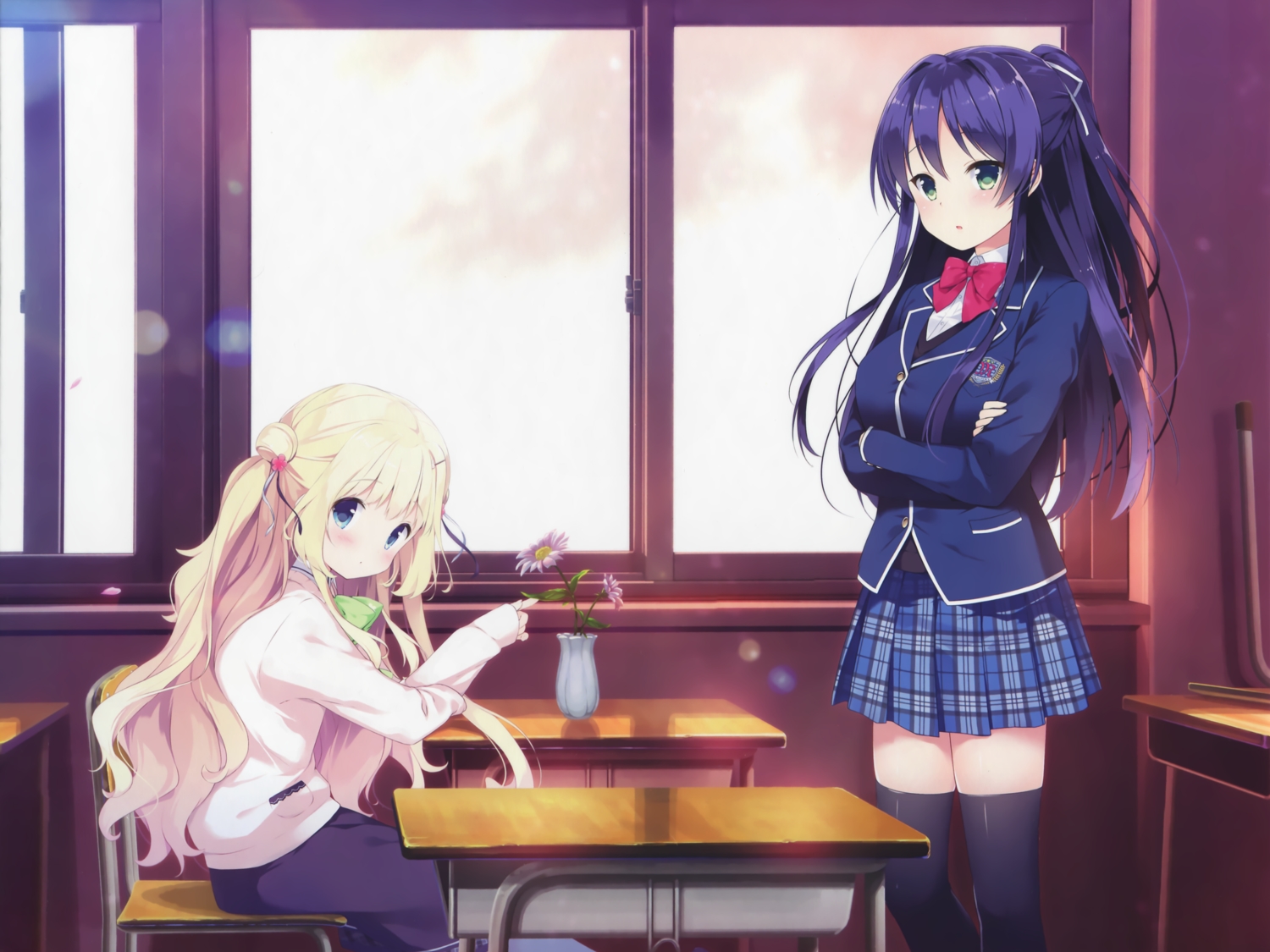 2girls, cropped, koi_x_shin_ai_kanojo, komari_yui, kurasawa_moko, loli, scan, school_uniform