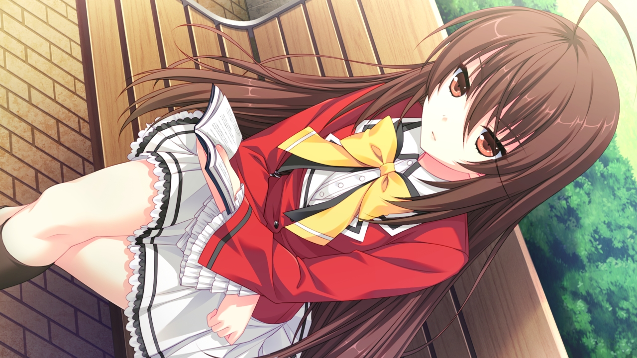 brown_eyes, brown_hair, game_cg, kneehighs, long_hair, love-ressive, park, sayori, school_uniform, takaha_ryou