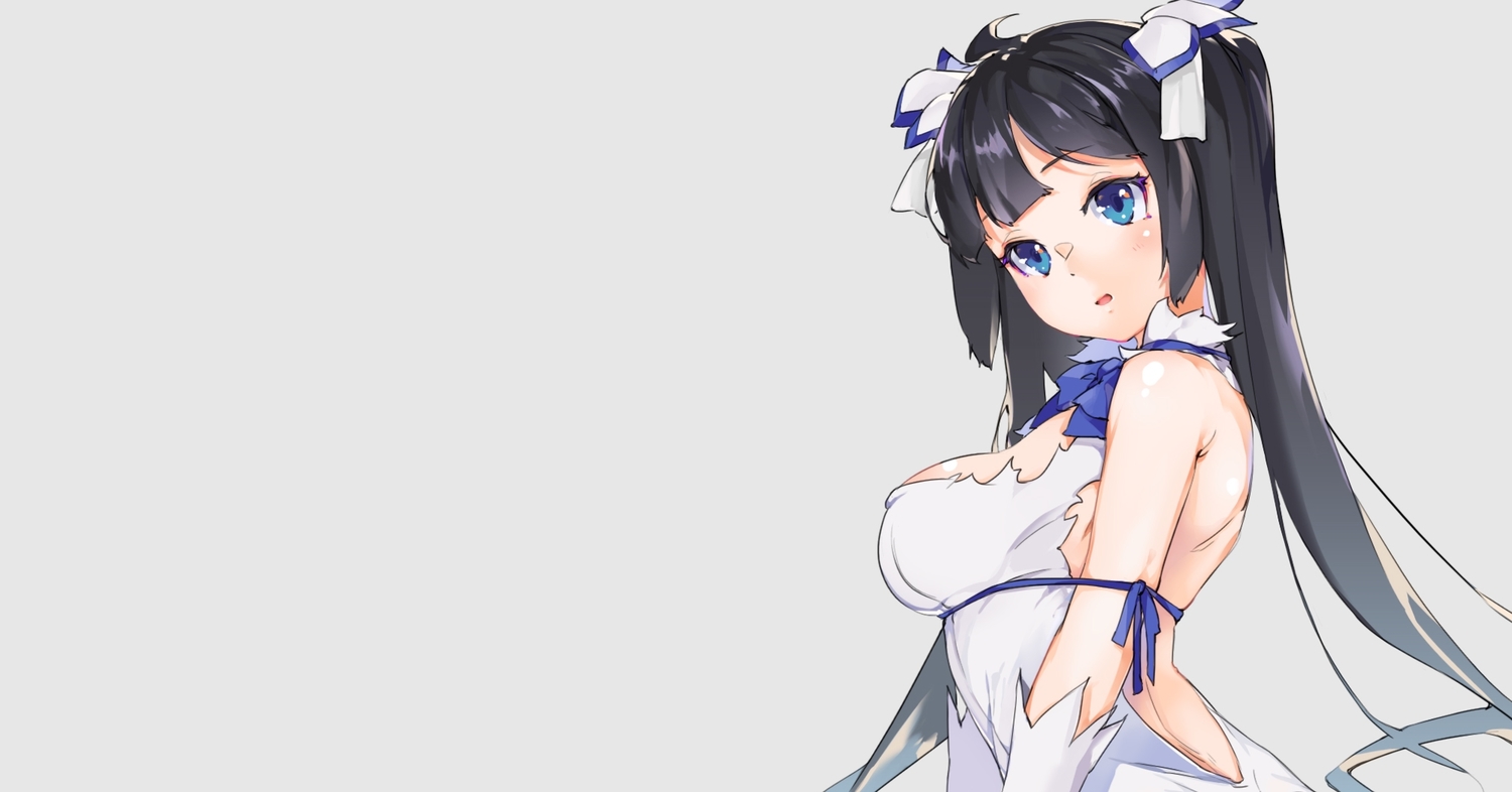 black_hair, blue_eyes, breasts, dungeon_ni_deai_wo_motomeru_no_wa_machigatteiru_darou_ka, hestia_(danmachi), long_hair, megumoke, twintails