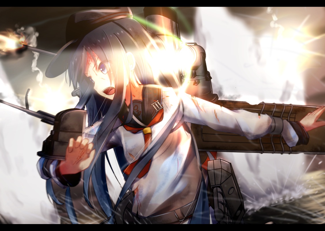 akatsuki_(kancolle), anthropomorphism, cuon_(kuon), hat, kantai_collection, long_hair, purple_eyes, purple_hair