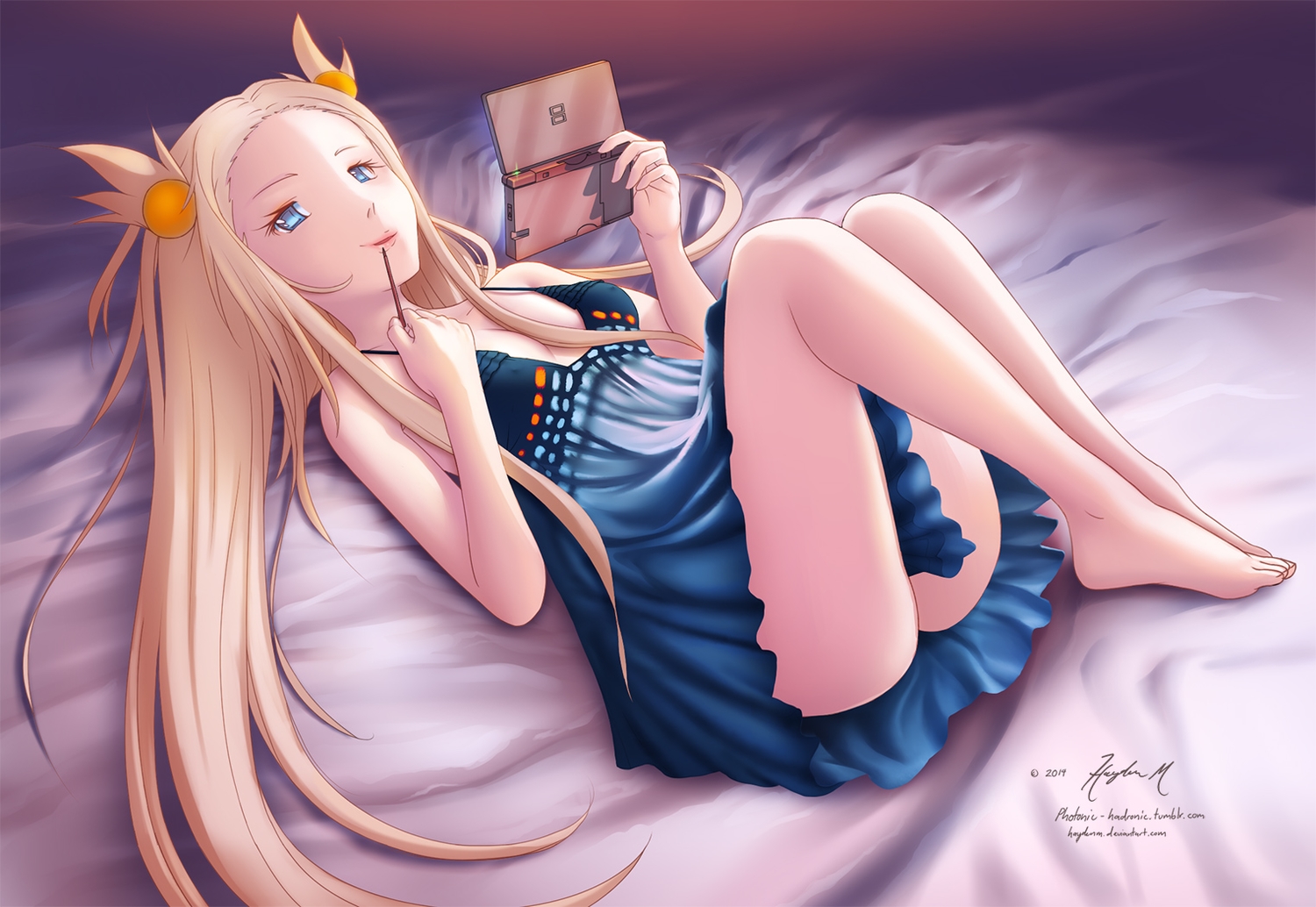 game_console, hayden_mackenzie, mikan_(pokemon), nintendo, pokemon, thighhighs