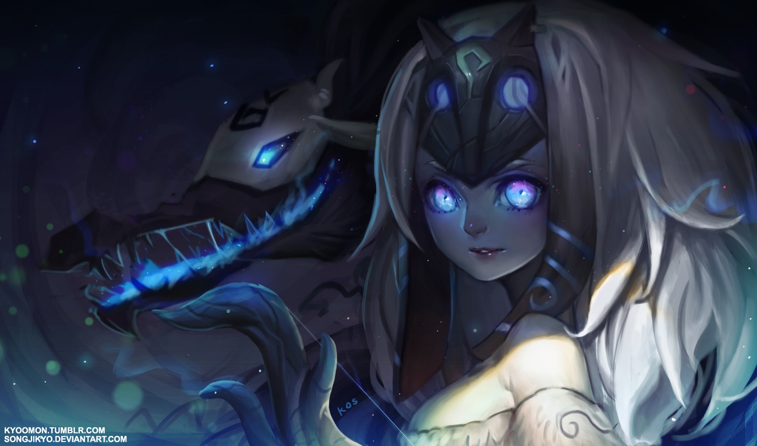 animal_ears, bow_(weapon), kindred, kyomon, league_of_legends, mask, weapon