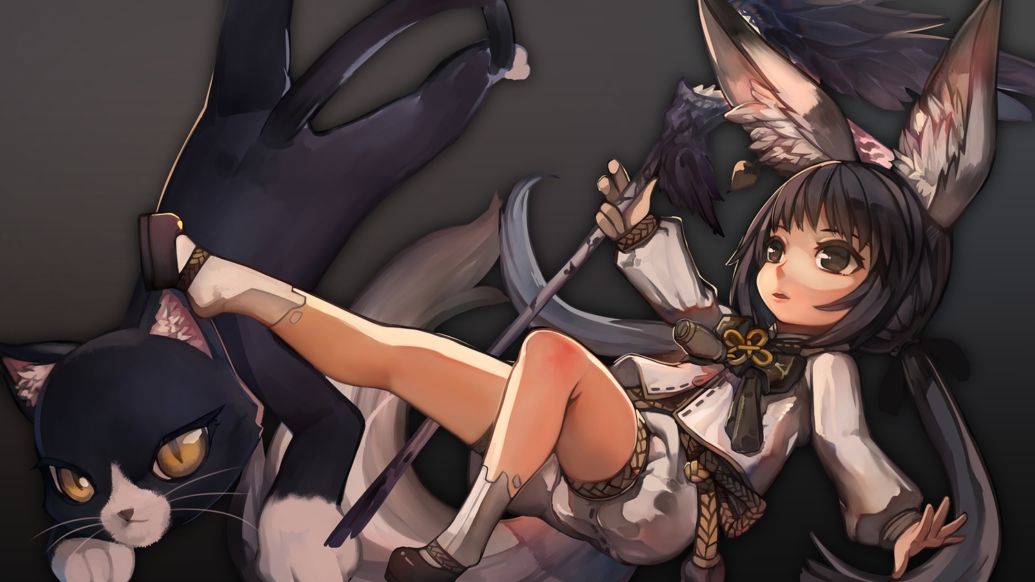 animal, animal_ears, black_hair, blade_&_soul, bunny_ears, bunnygirl, cat, kamisakai