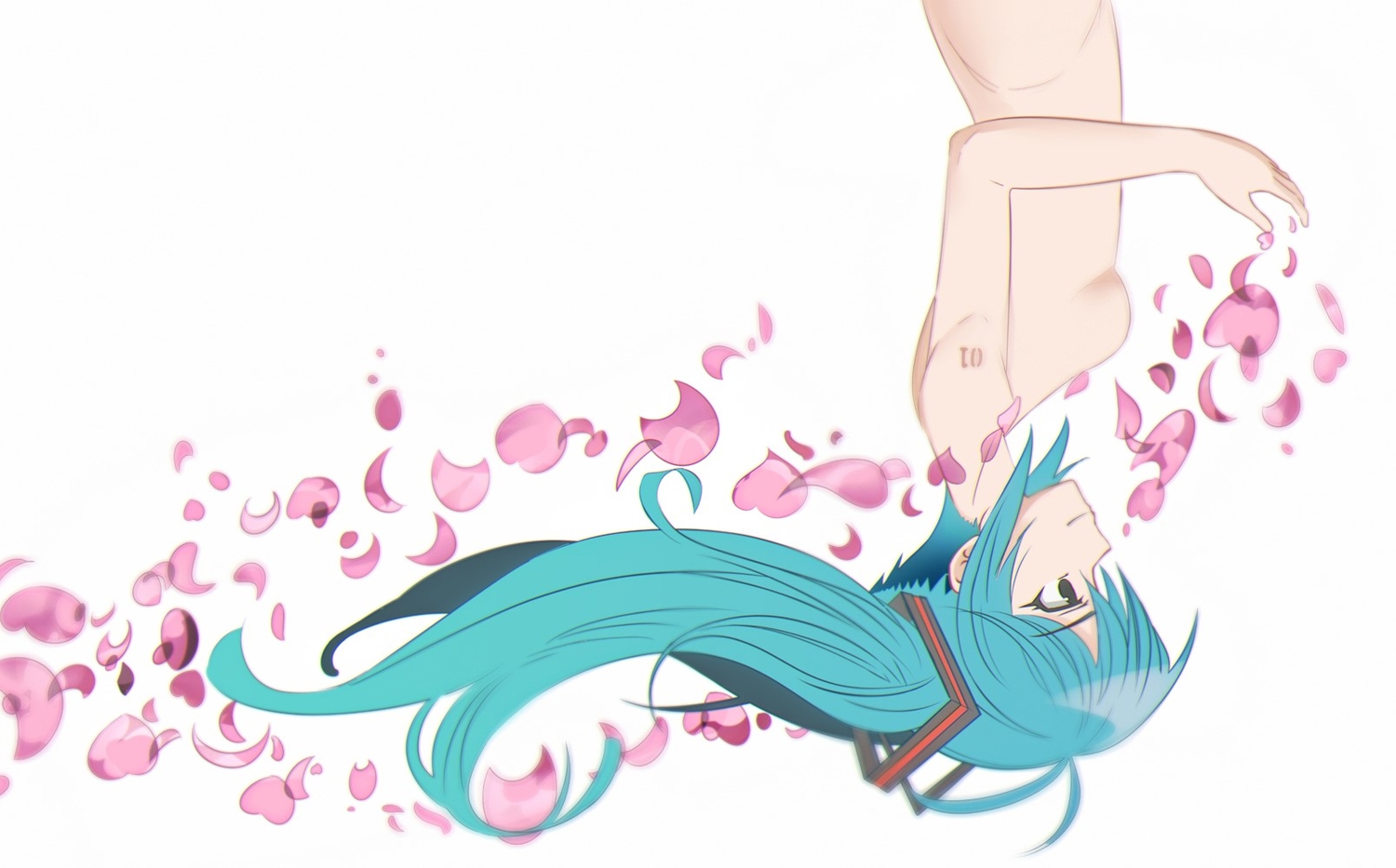 aqua_hair, hatsune_miku, long_hair, ns.x, petals, twintails, vocaloid