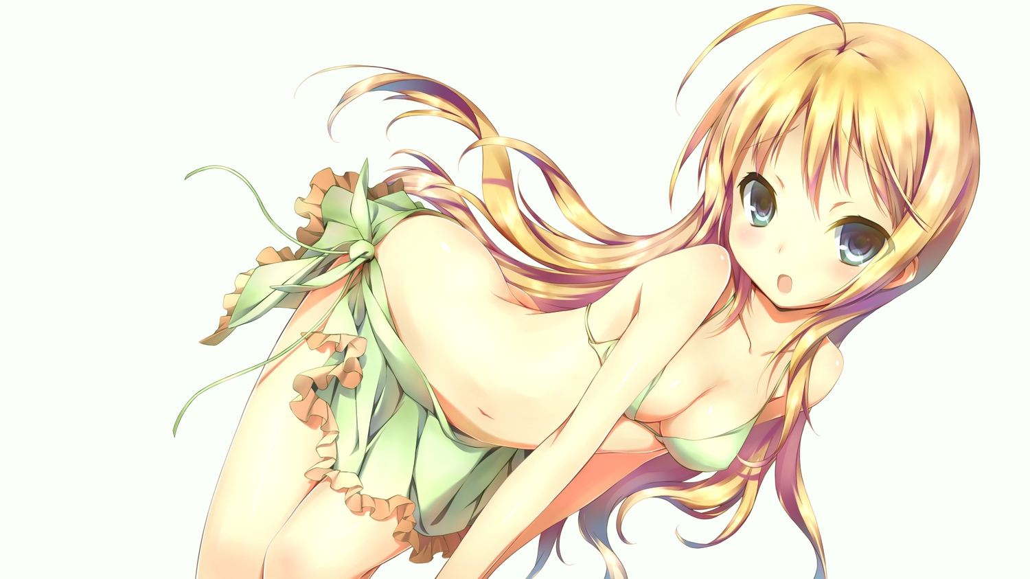bikini, blonde_hair, blush, breasts, cleavage, kikuchi_seiji, konoe_subaru, long_hair, mayo_chiki!, navel, swimsuit, white