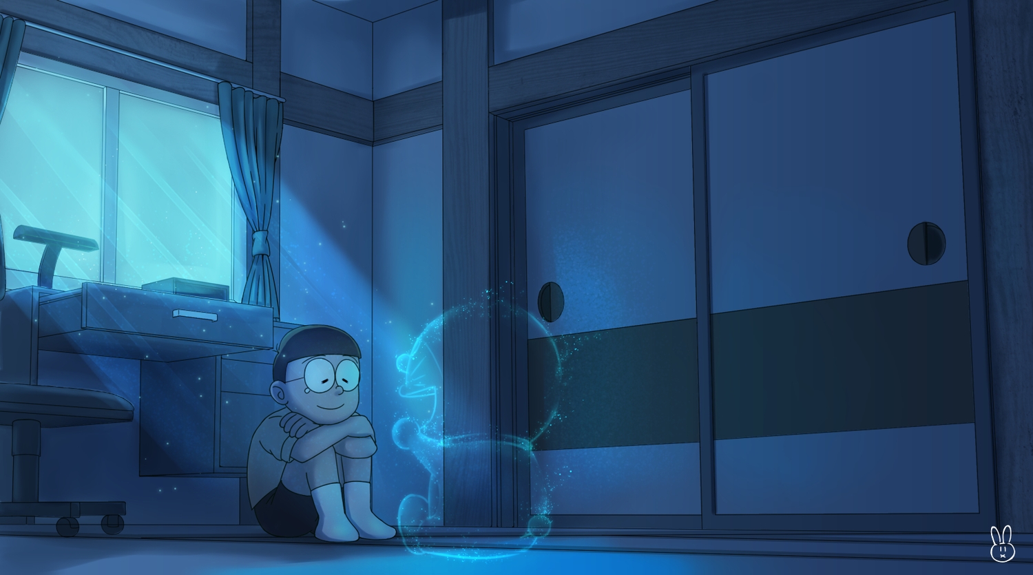 doraemon, doraemon_(character), harousel, night