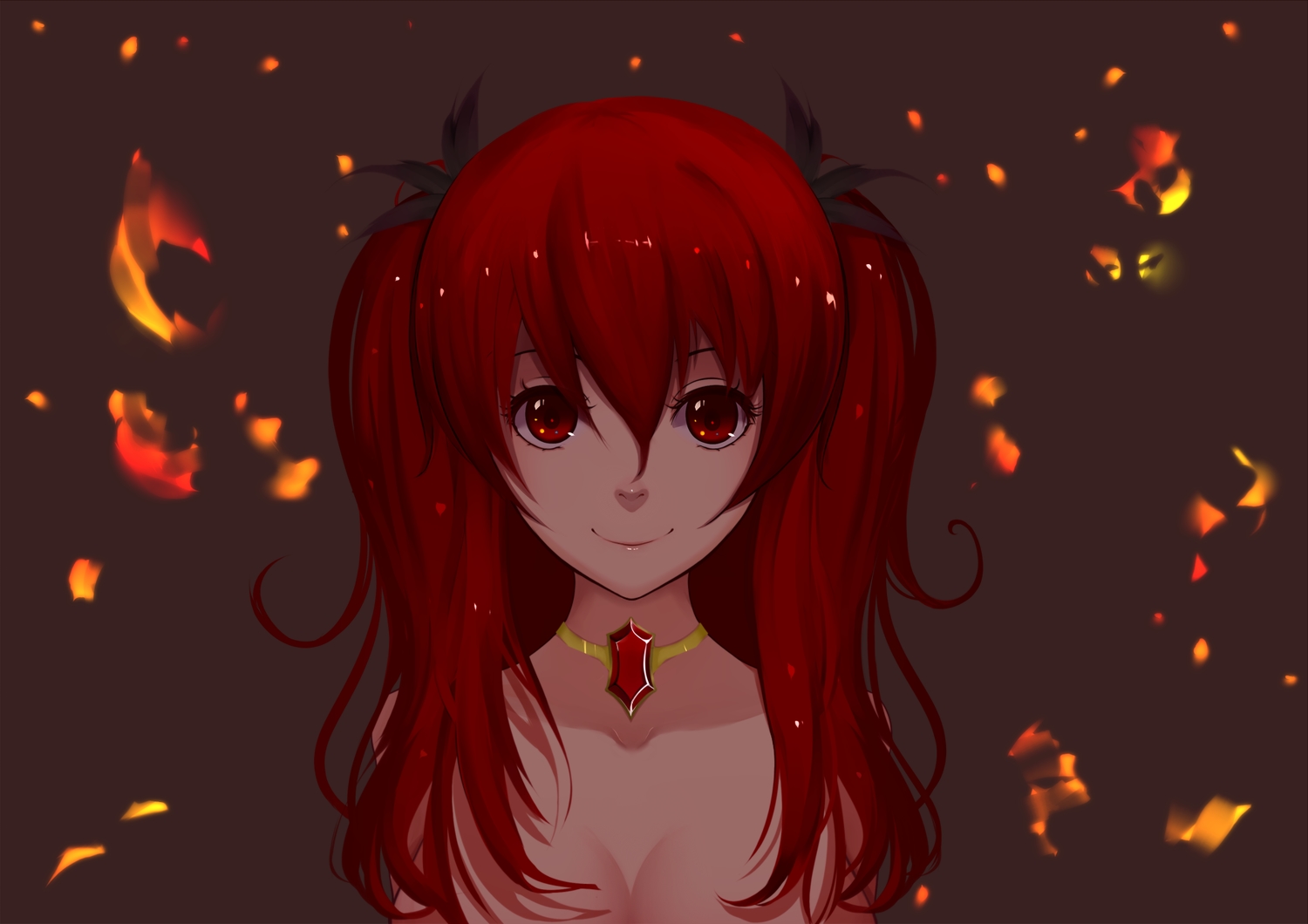 long_hair, necklace, rakudai_kishi_no_cavalry, red_eyes, red_hair, stella_vermillion, toki_kiritsu