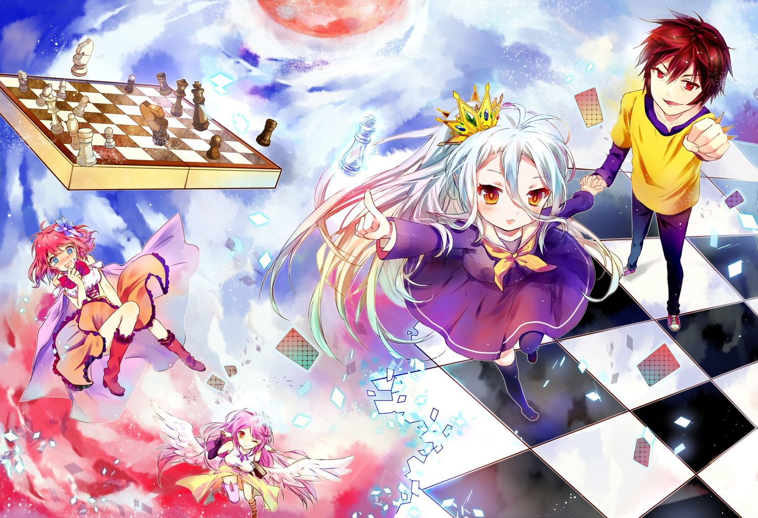angel, blue_eyes, brown_hair, halo, jibril, loli, long_hair, no_game_no_life