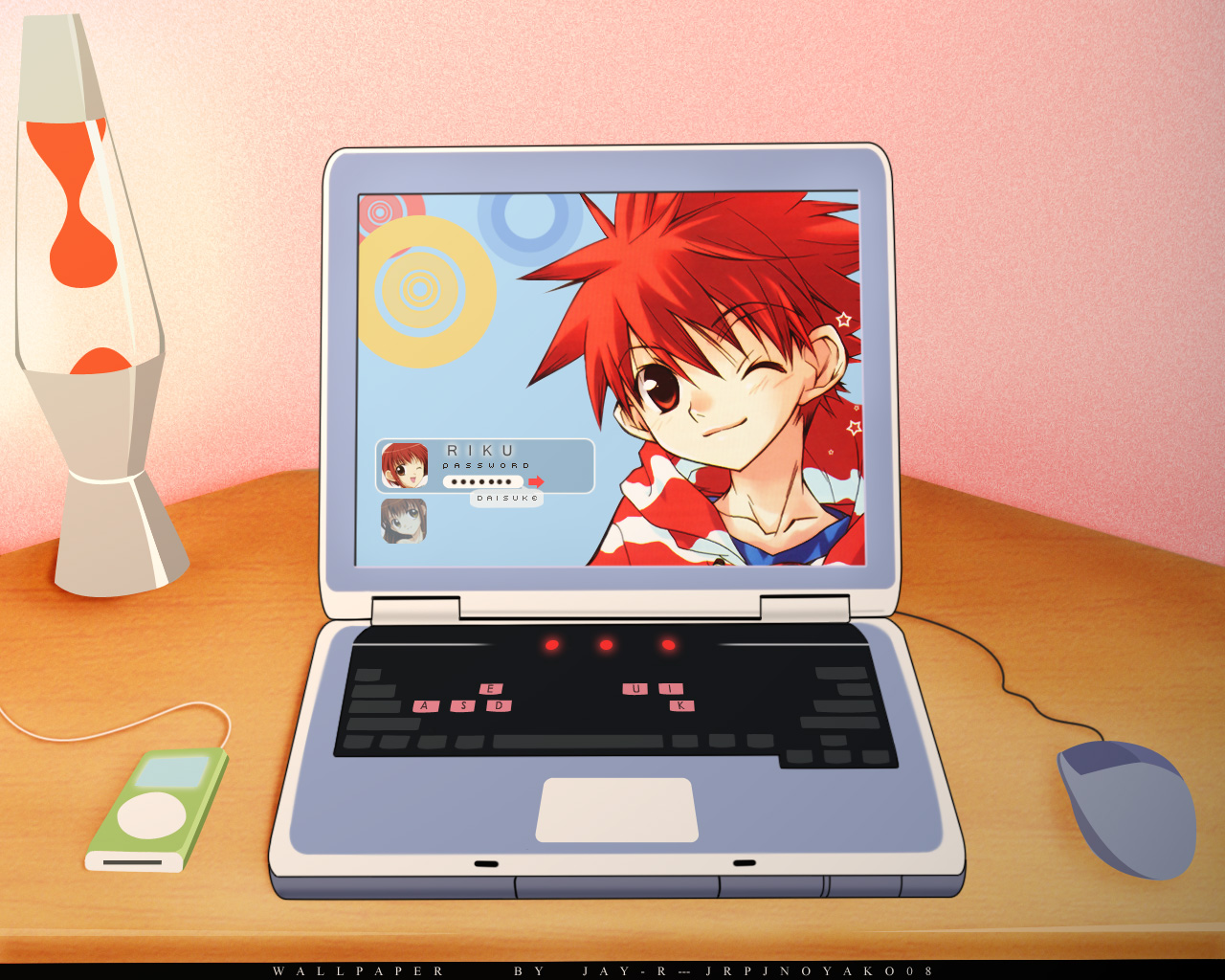 computer, dnangel, harada_riku, harada_risa, ipod, niwa_daisuke, red_eyes, red_hair