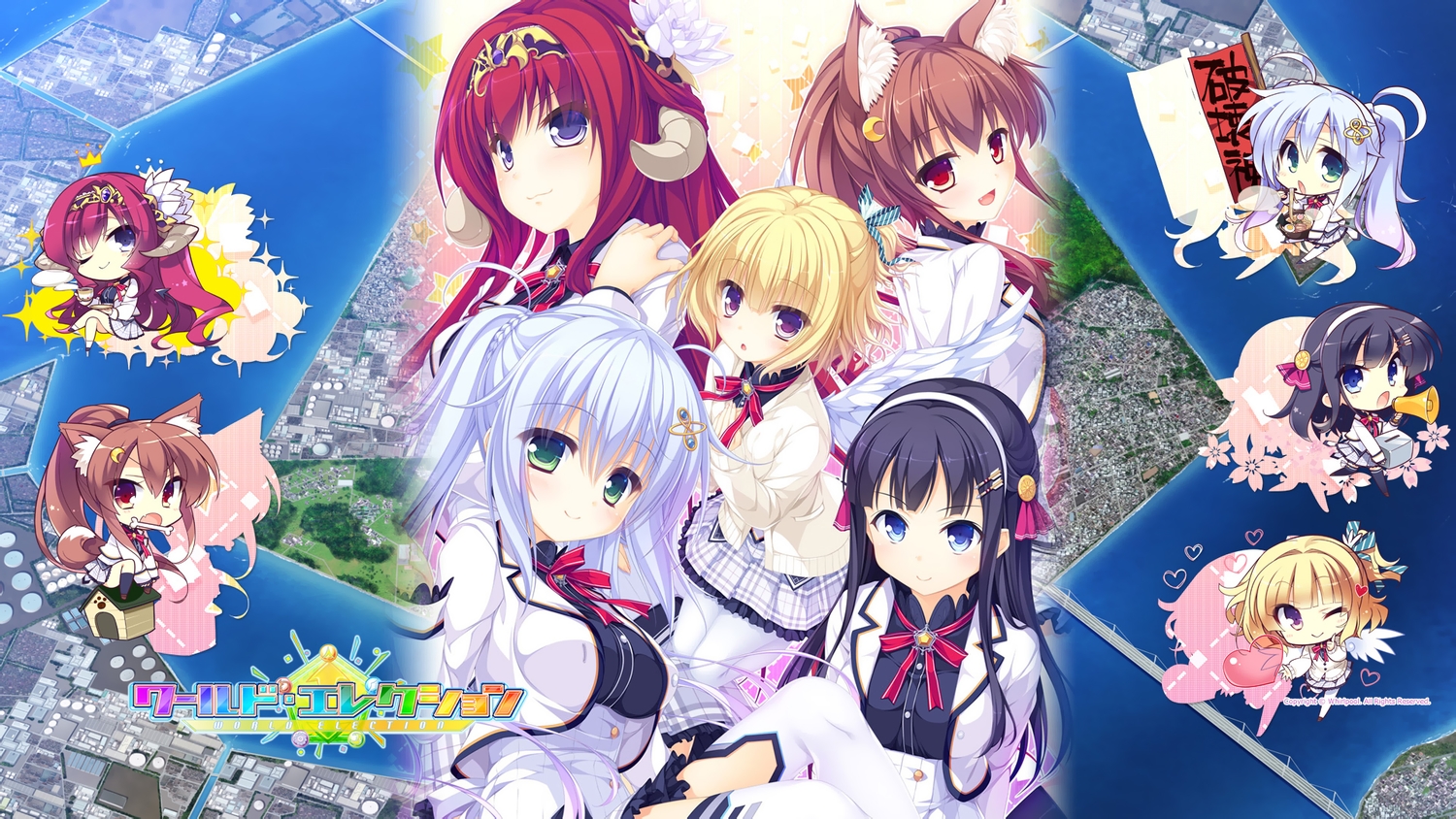 animal_ears, chibi, faura_linans, game-style, horns, ichikura, jpeg_artifacts, komowata_haruka