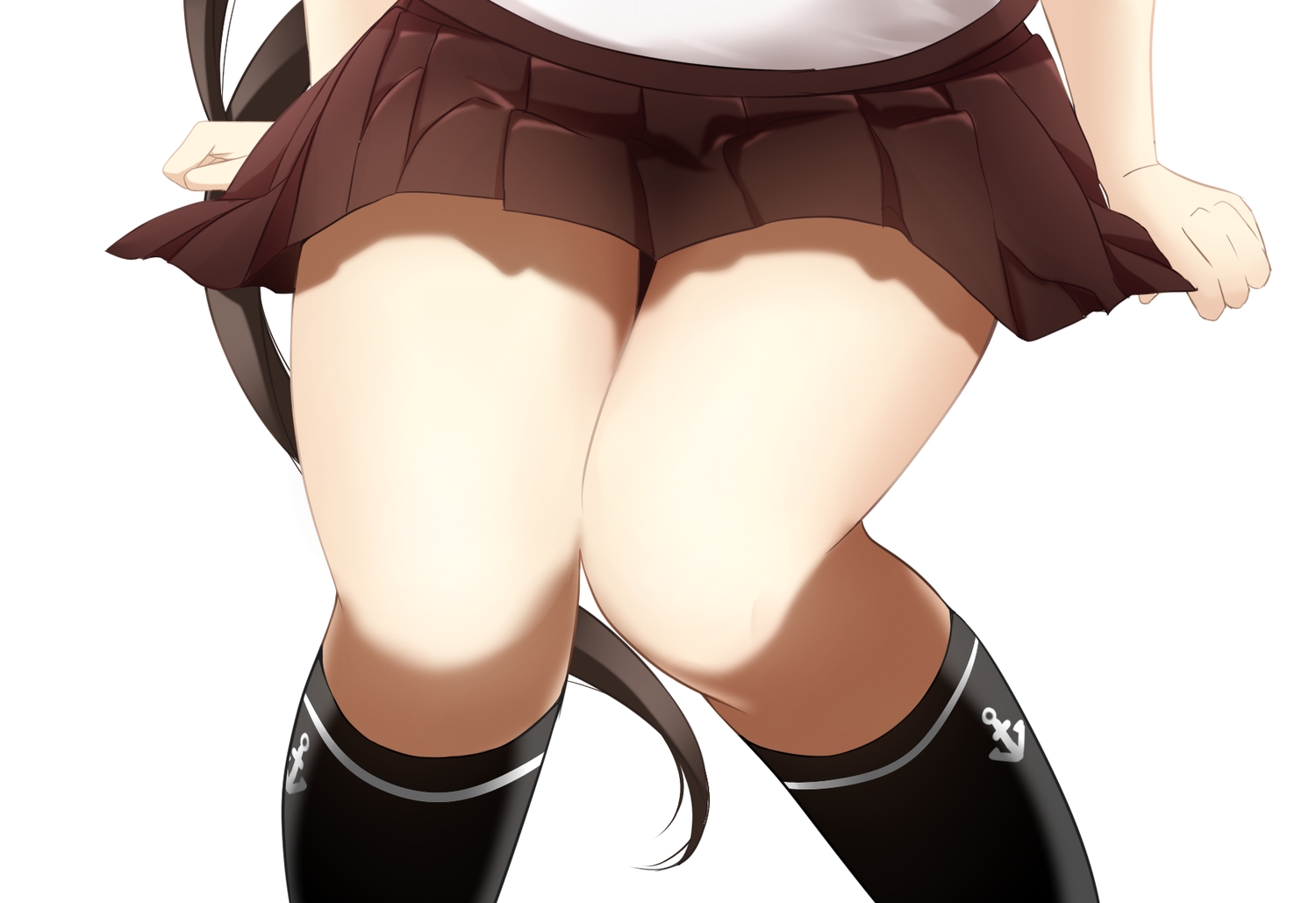 anthropomorphism, ayanami_(kancolle), close, kantai_collection, kneehighs, long_hair, ohiya, school_uniform, skirt