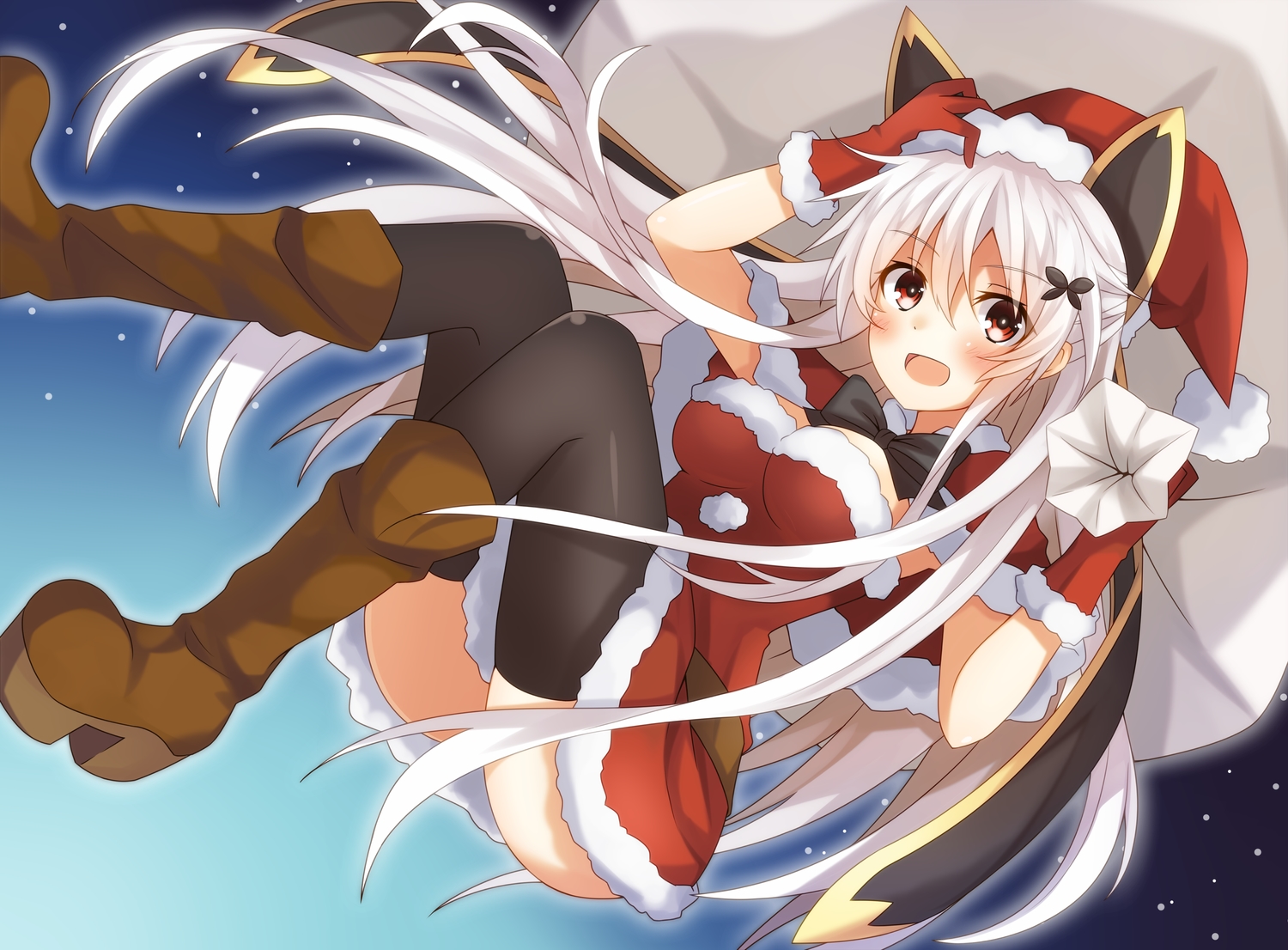 ass, boots, christmas, etna_(komori_kuzuyu), gloves, hat, komori_kuzuyu, long_hair