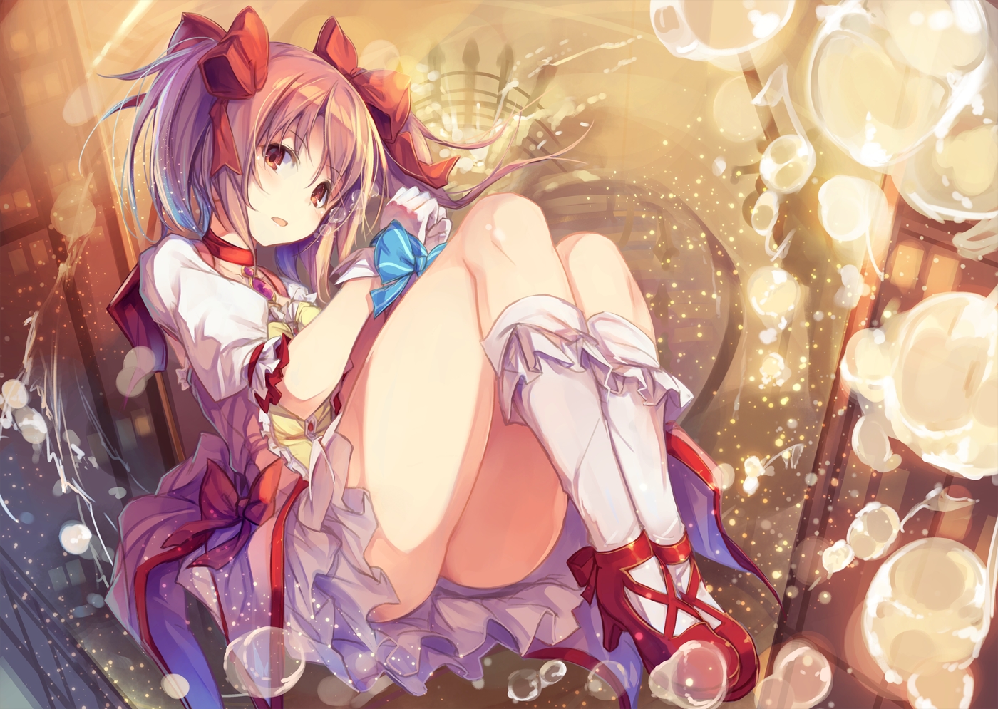 ass, bondage, bubbles, choker, fal_maro, kaname_madoka, kneehighs, mahou_shoujo_madoka_magica