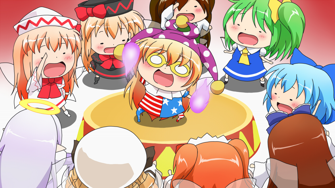 cirno, clownpiece, daiyousei, fairy, group, himouto!_umaru-chan, lily_black, lily_white
