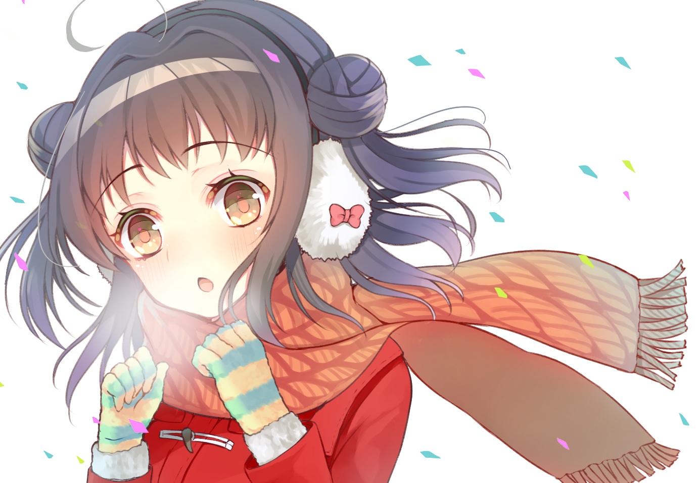 anthropomorphism, aozora_nan, earmuffs, gloves, kantai_collection, naka_(kancolle), scarf